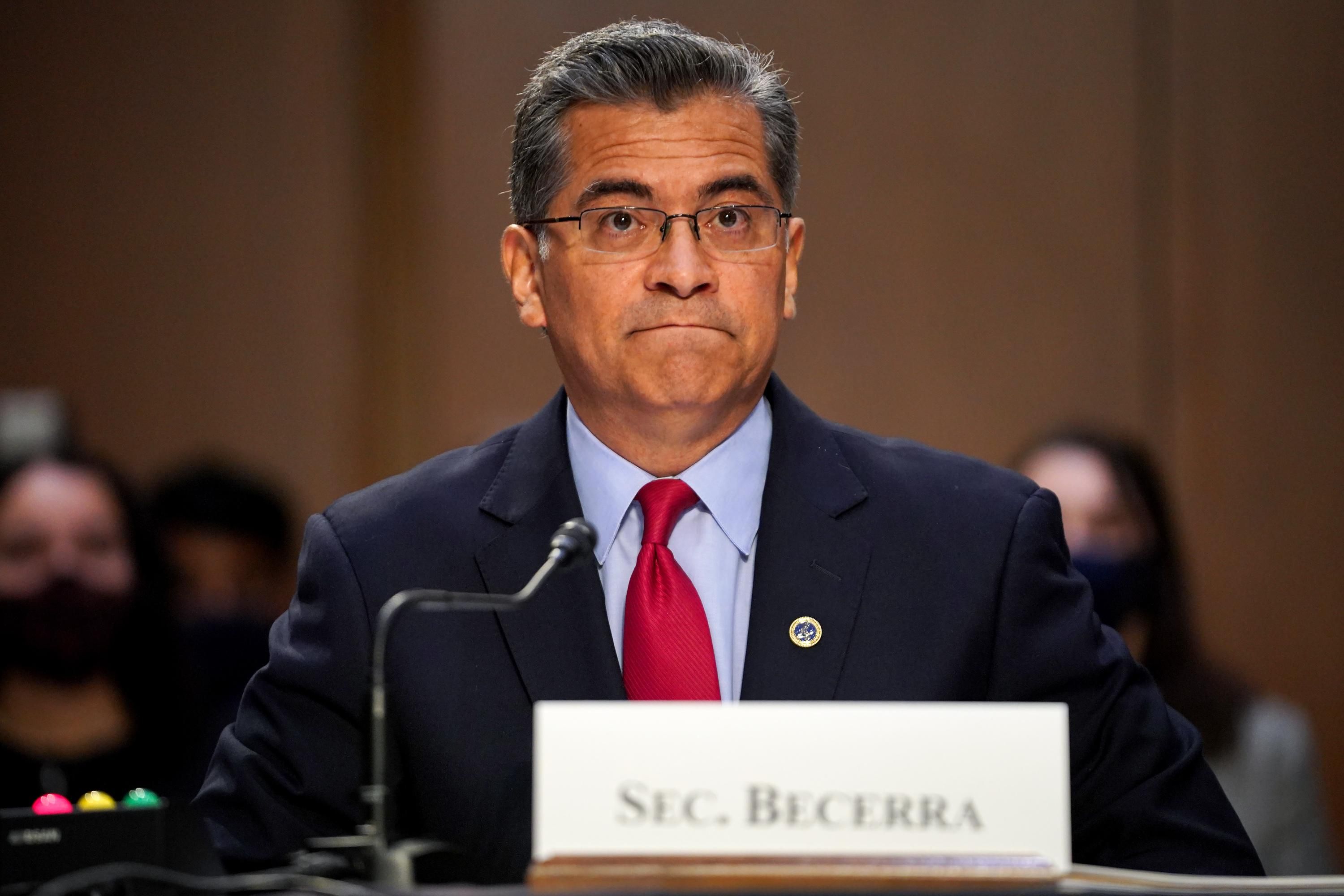 Health and Human Services Secretary Xavier Becerra speaks at a hearing