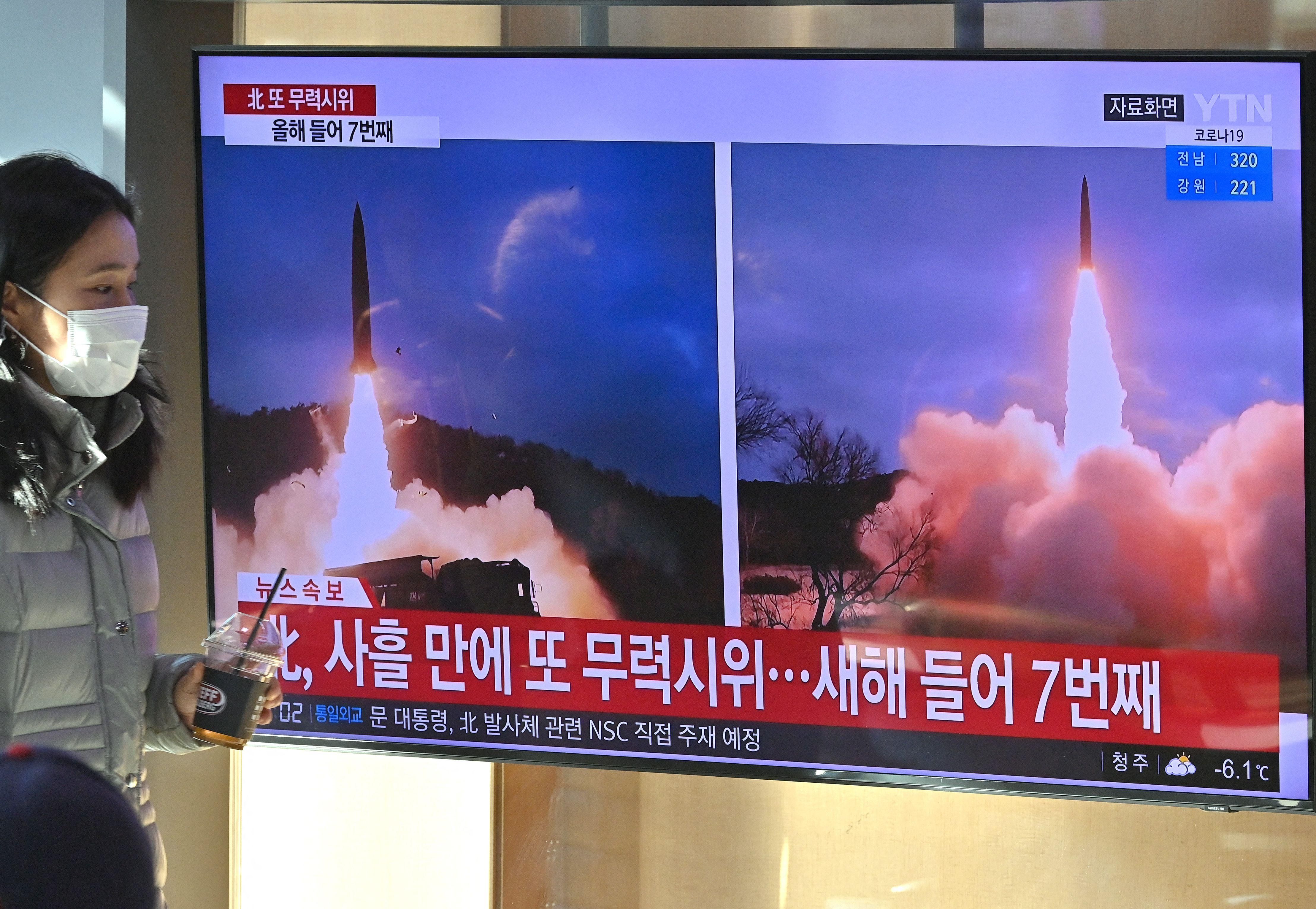 North Korean missile test on television
