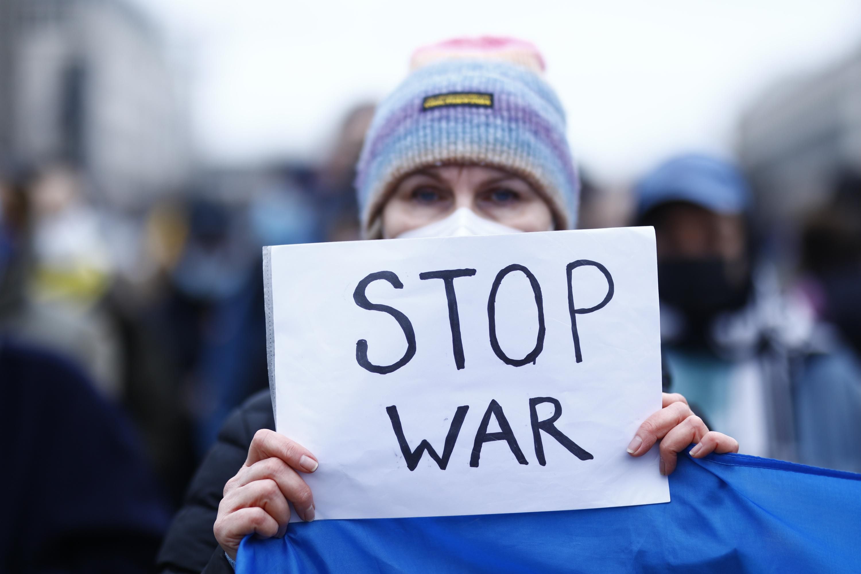 A demonstration against Russia's invasion of Ukraine