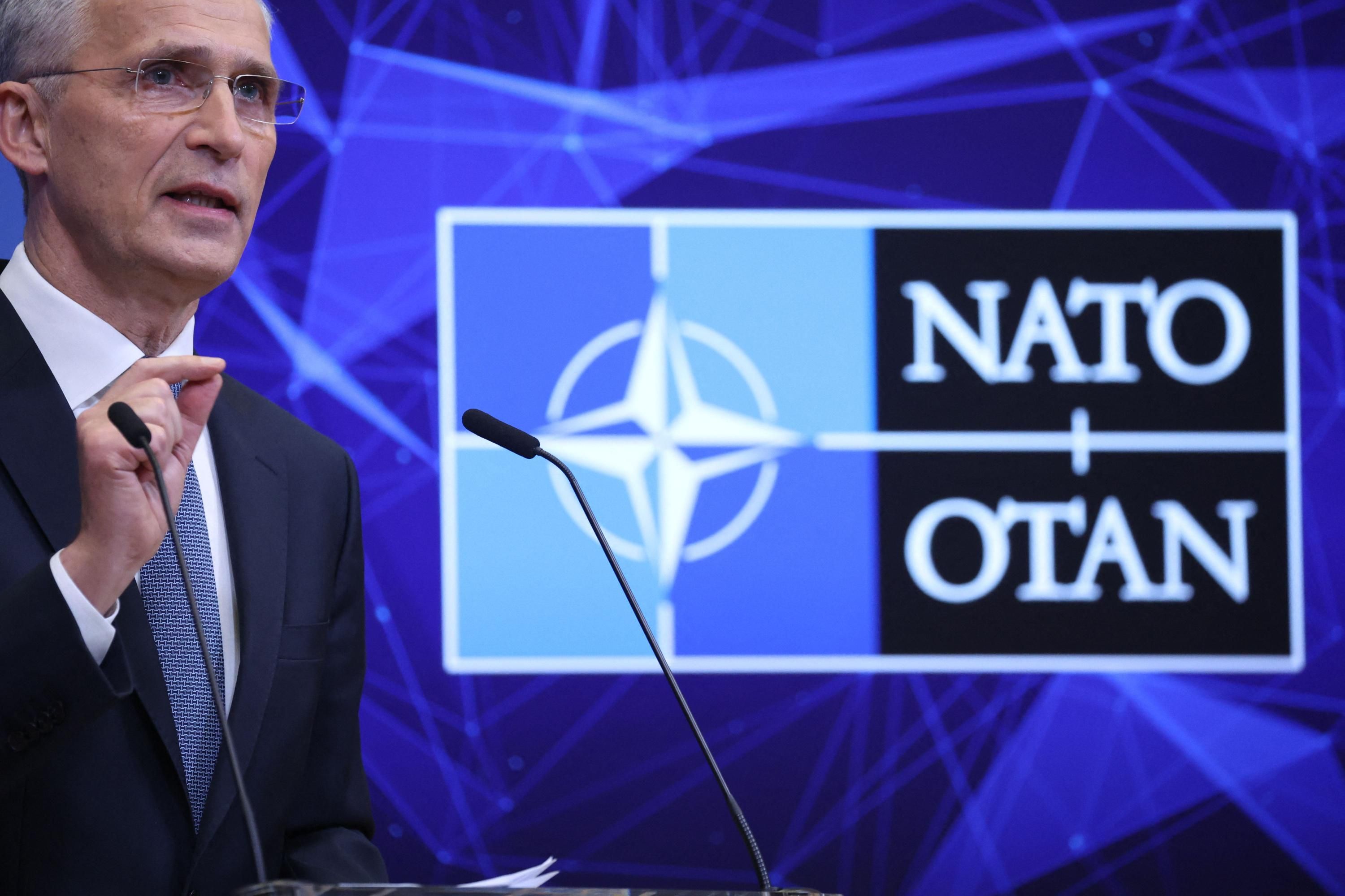NATO chief speaks at a press conference