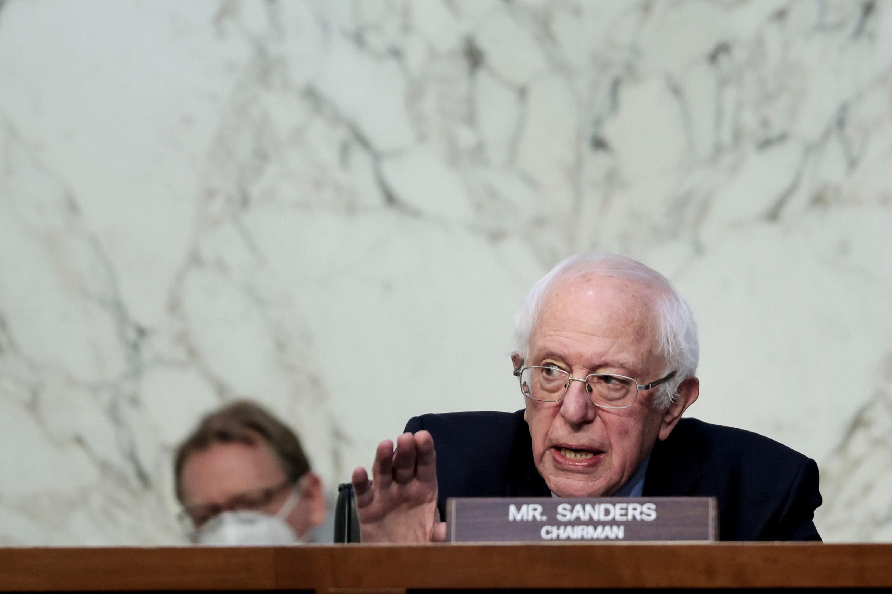 Sen. Bernie Sanders speaks at a hearing