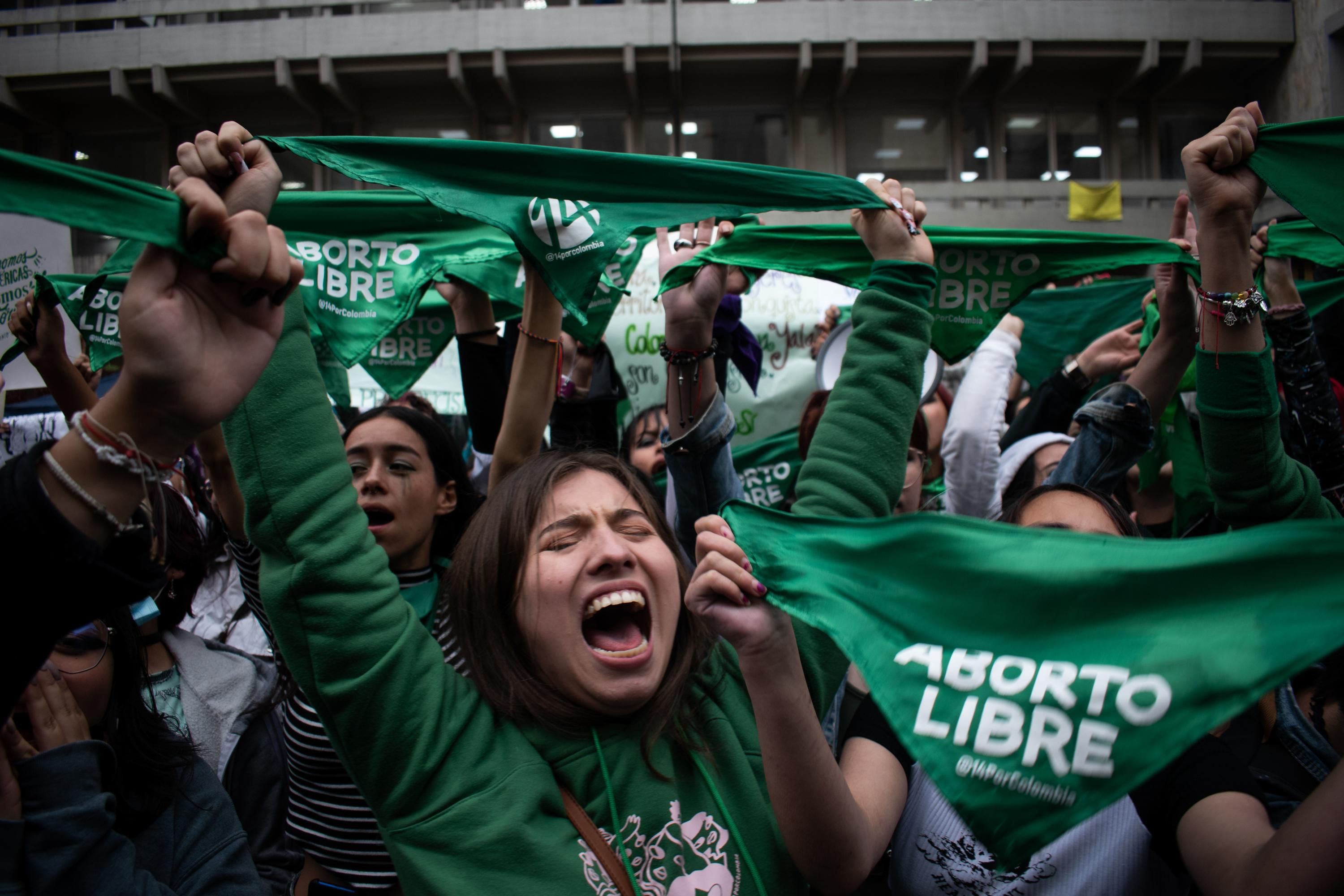 Women celebrate outside Colombia's high court