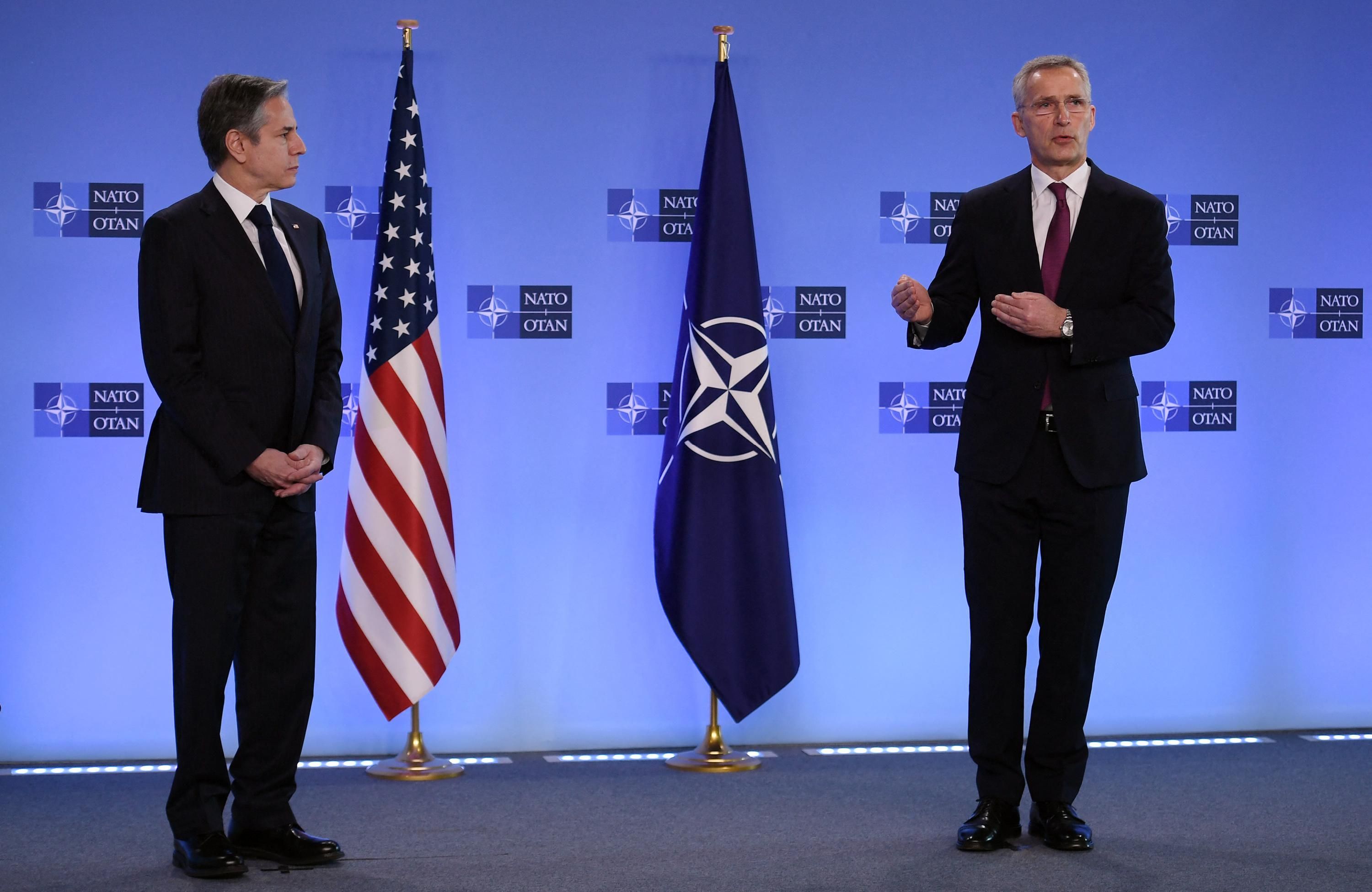 The head of NATO speaks at a press conference