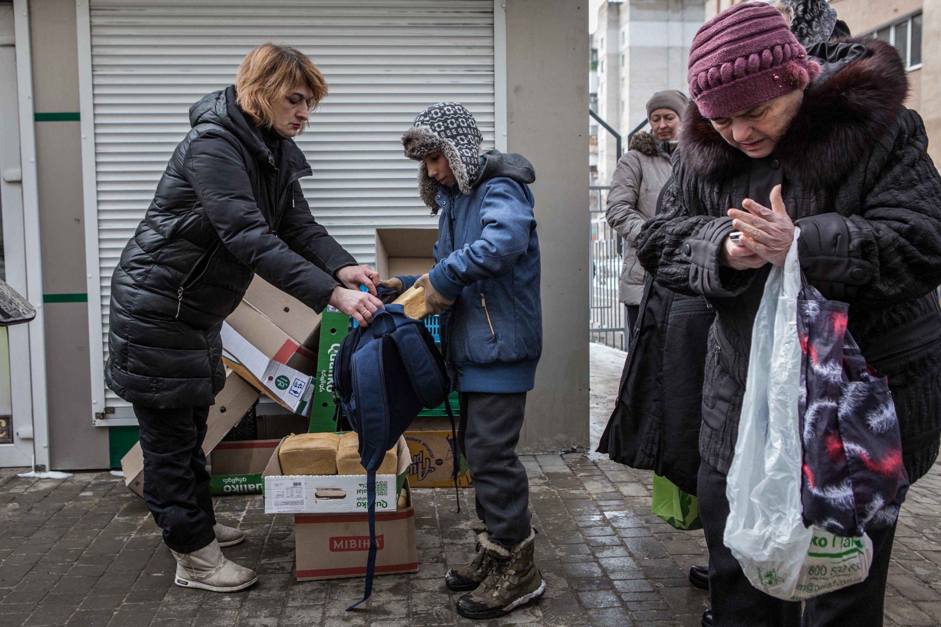 Food aid is distributed in Kharkiv, Ukraine