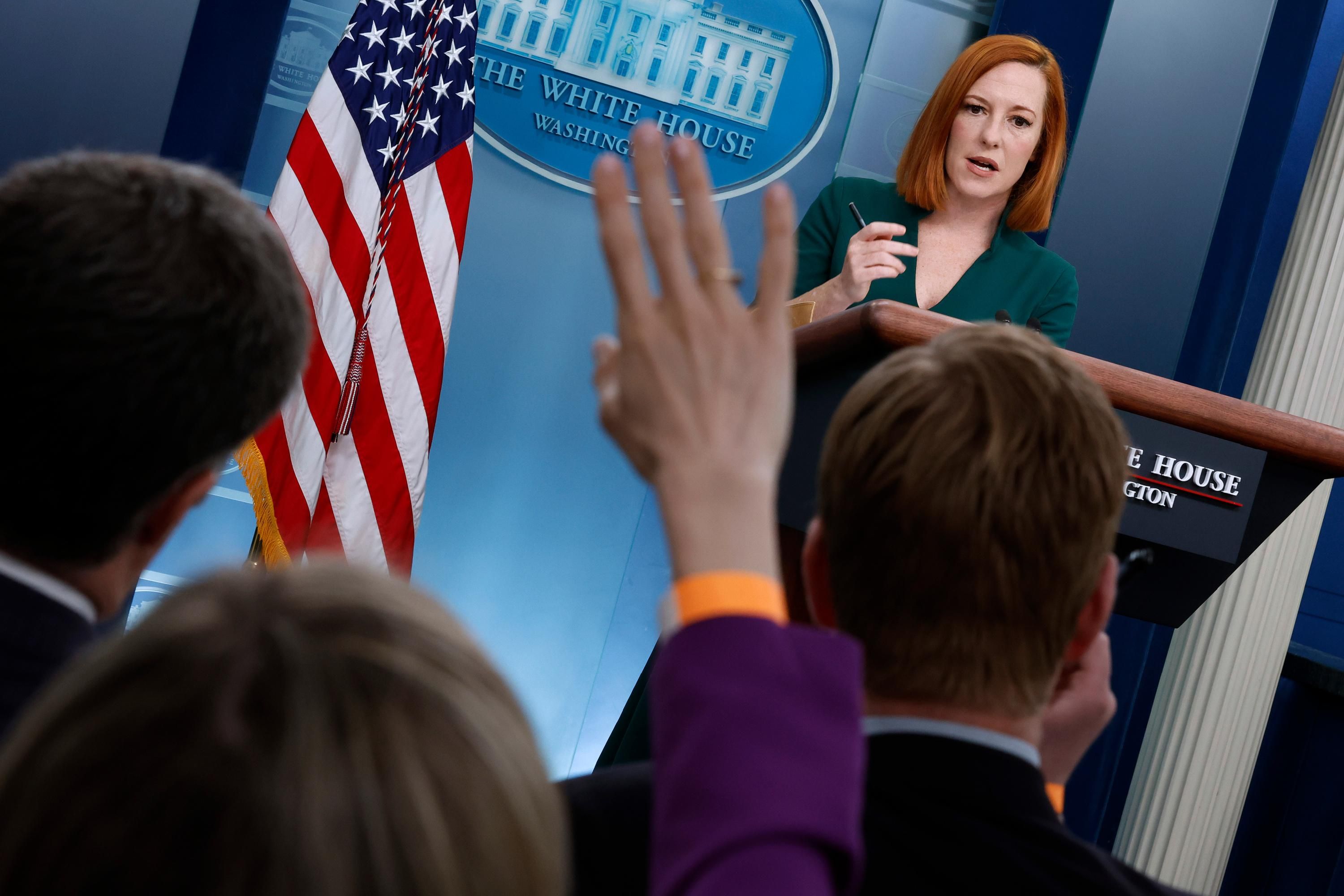 White House Press Secretary Jen Psaki addresses reporters