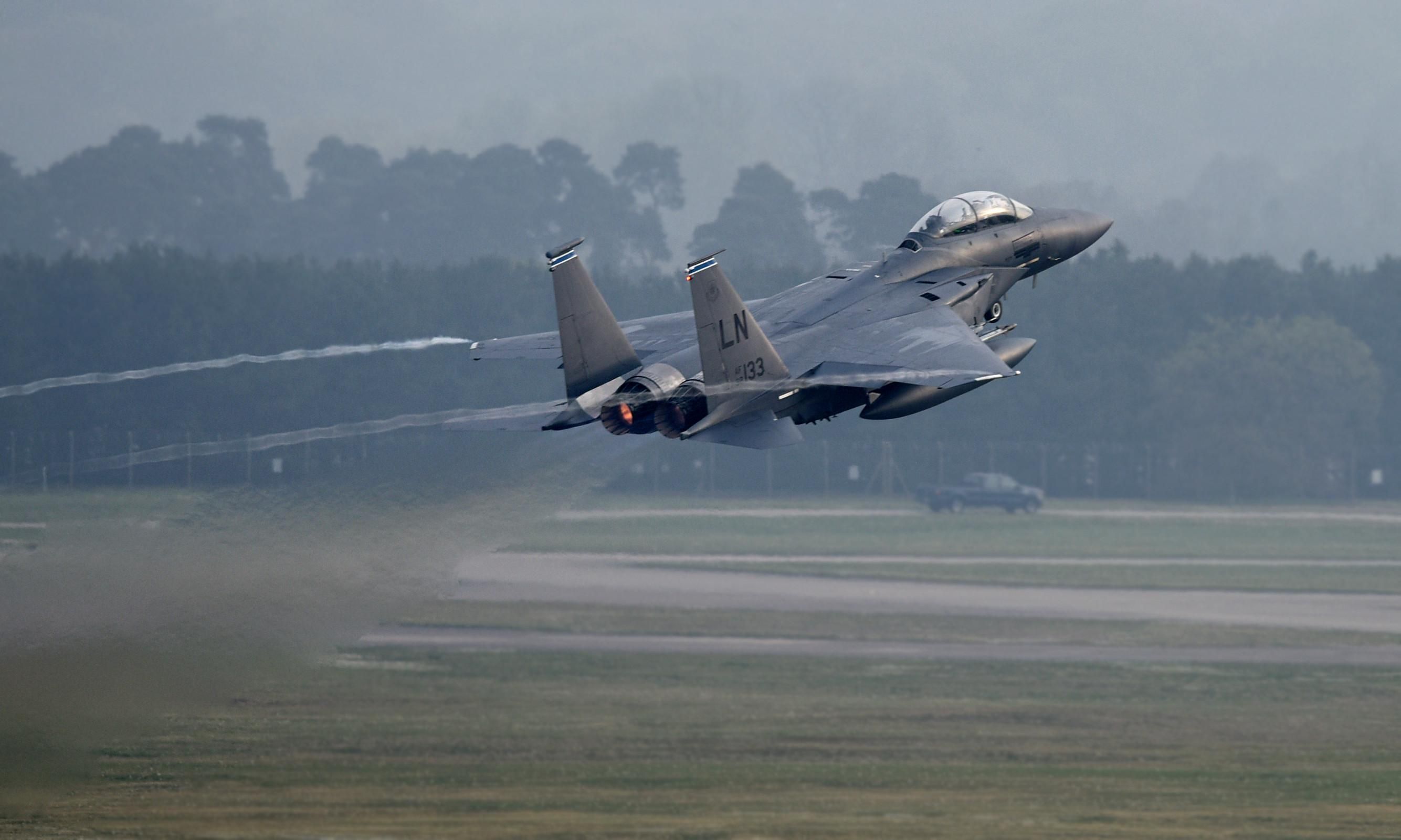 A U.S. jet takes off