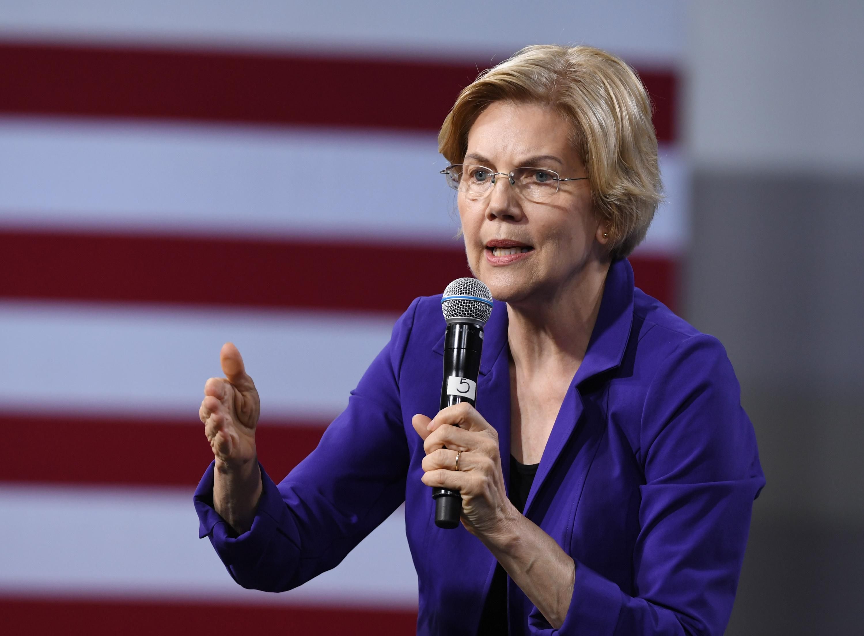 Sen. Elizabeth Warren speaks at an event in Las Vegas