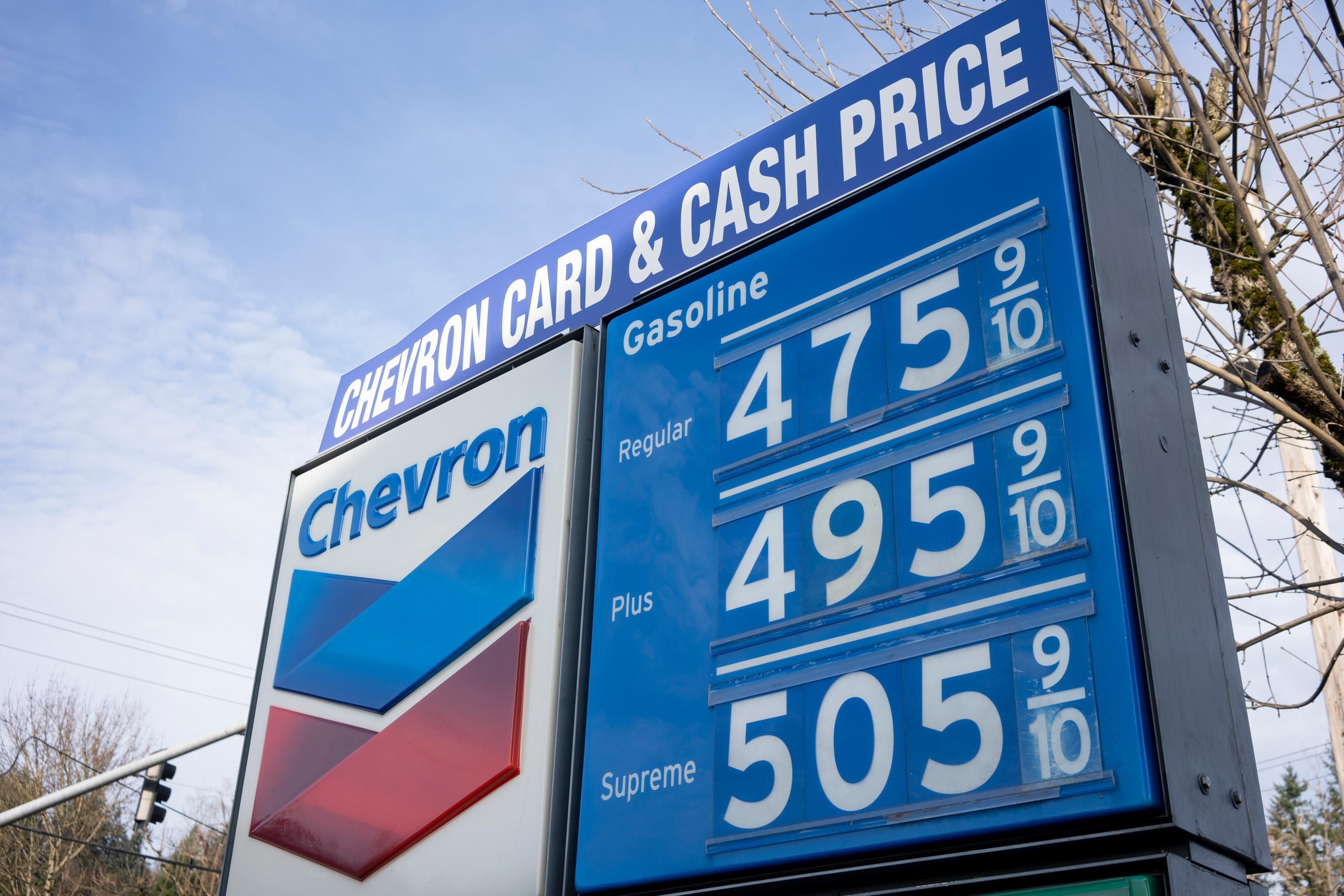 A Chevron gas station is seen in Oregon