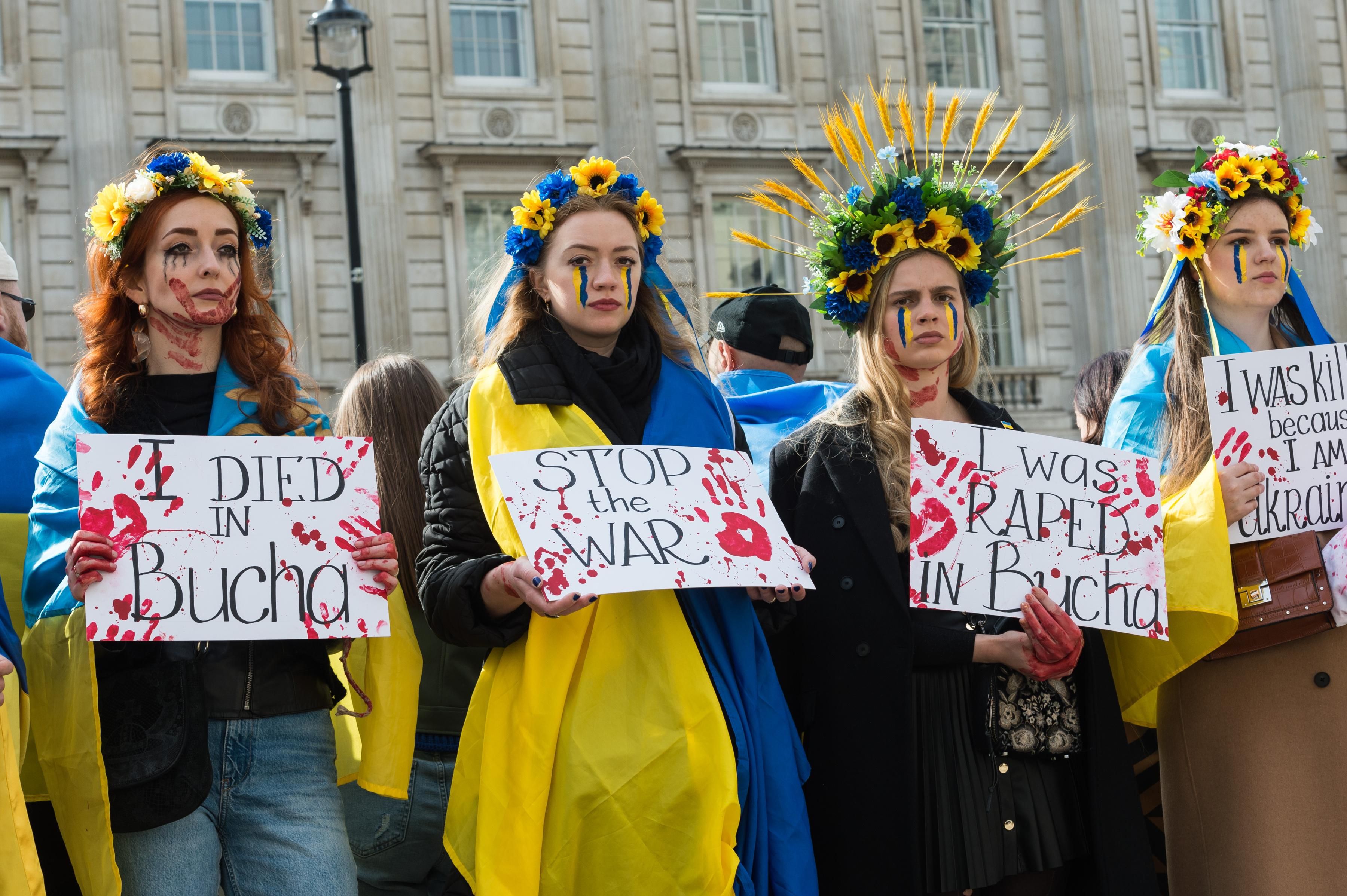 Protest against Russian war crimes in Ukraine