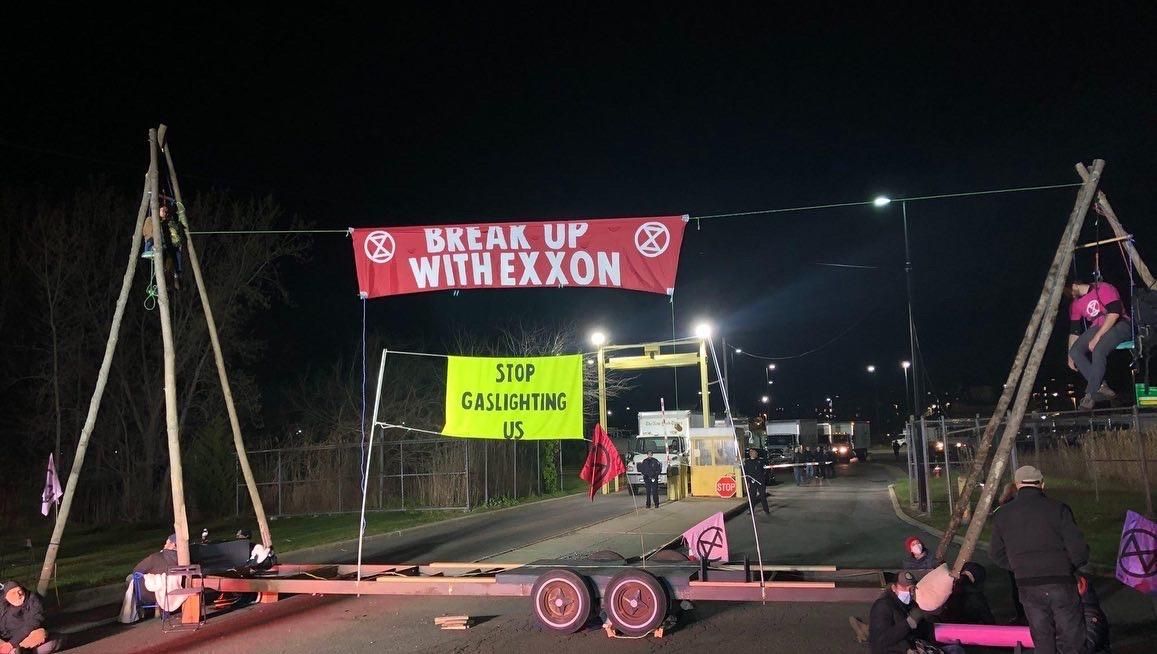 Climate activists form a blockade