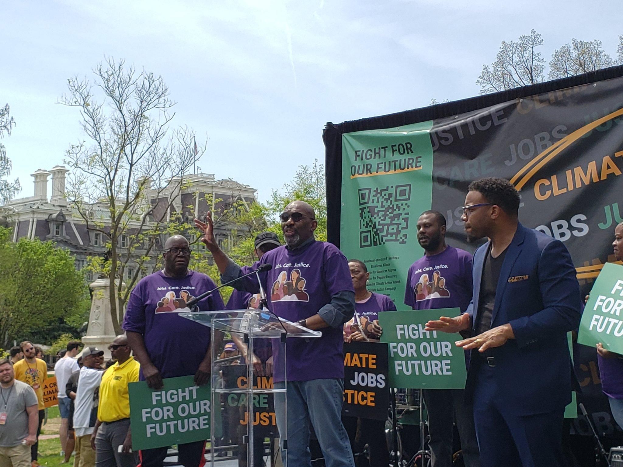 SEIU executive vice president Gerry Hudson speaks at the "Fight for Our Future" rally in Washington, D.C. on April 23, 2022.