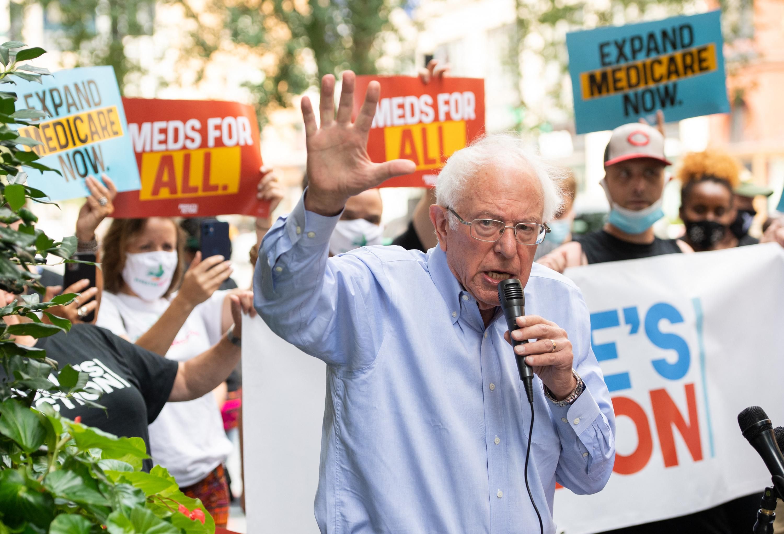 Sen. Bernie Sanders speaks at a rally