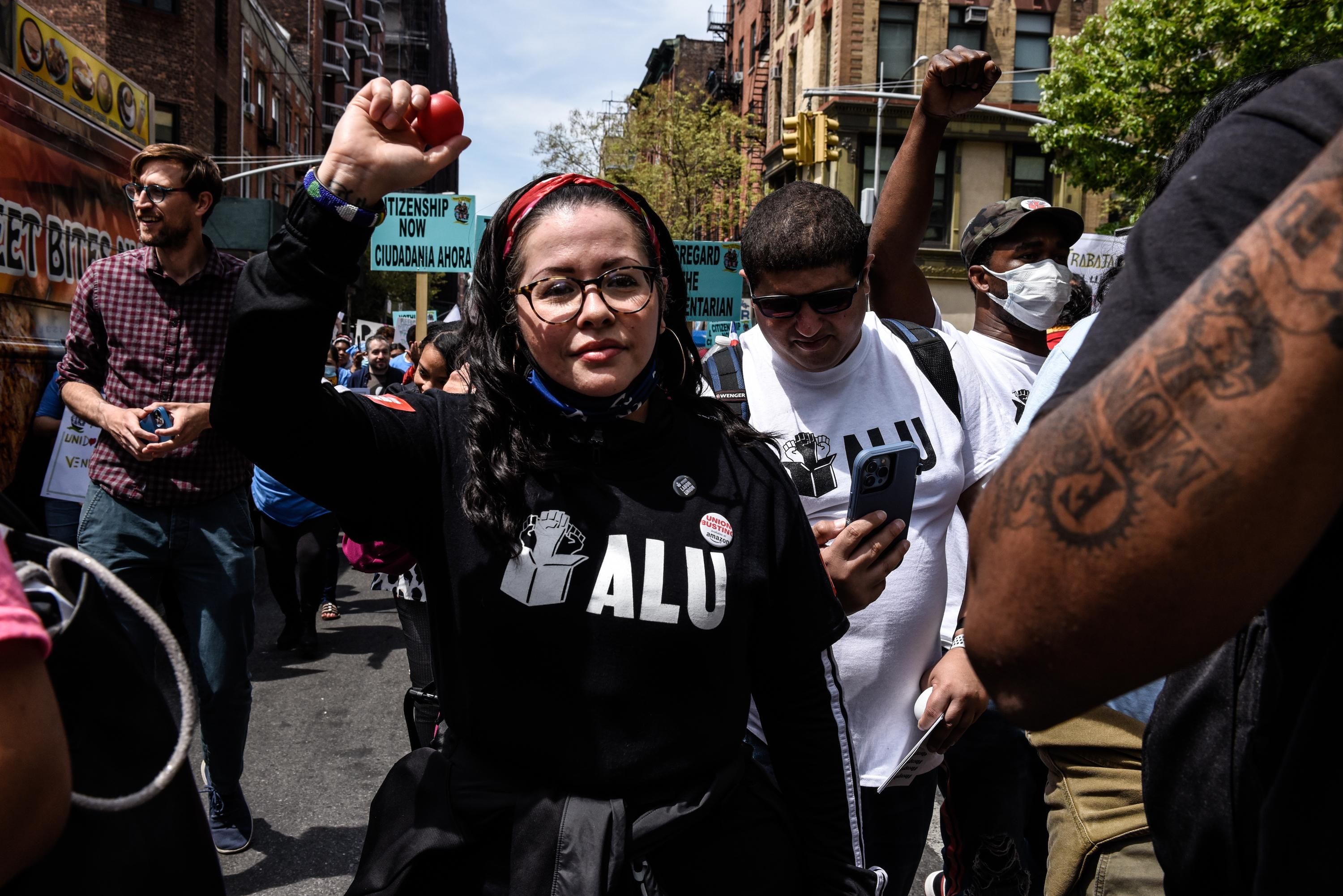 Amazon workers participate in a May Day rally in Manhattan on May 1, 2022Amazon workers participate in a May Day rally in Manhattan on May 1, 2022 in New York City. (Photo: Stephanie Keith/Getty Images) in New York City. (Photo: Stephanie Keith/Getty Images)