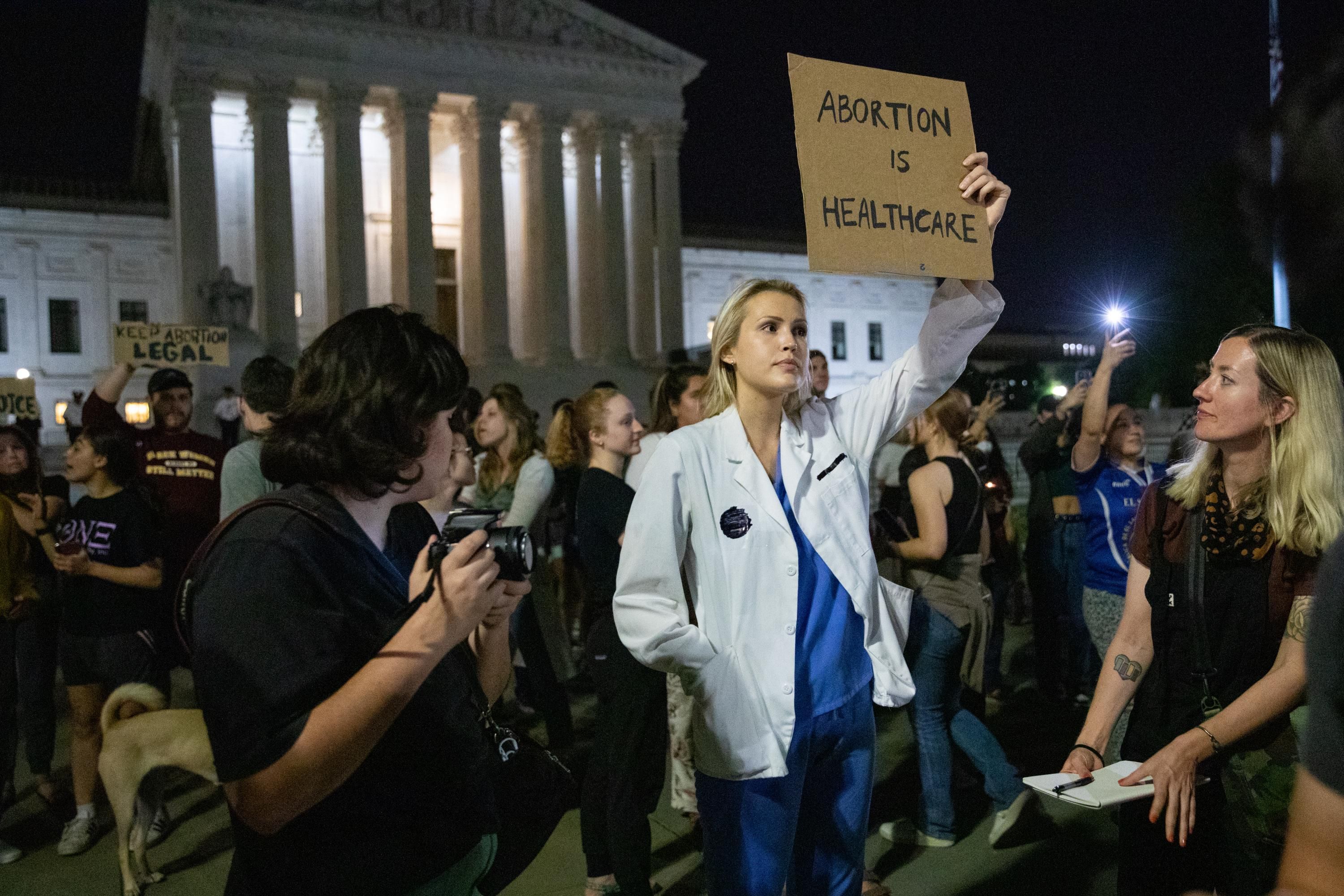 Abortion rights advocates rally outside of the U.S. Supreme Court