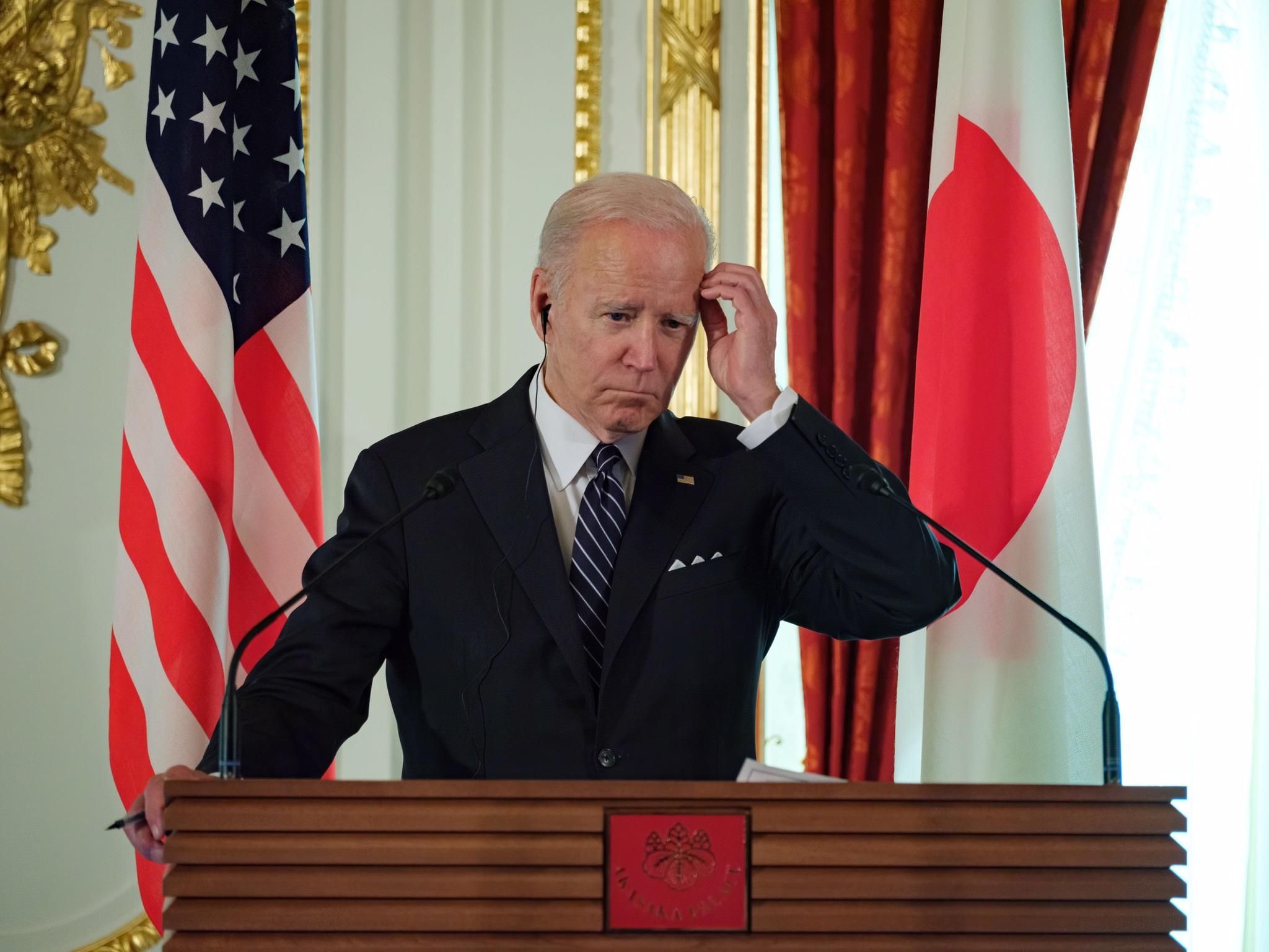 U.S. President Joe Biden speaks at a joint press conference with Japanese Prime Minister Fumio Kishida in Tokyo on May 23, 2022. 