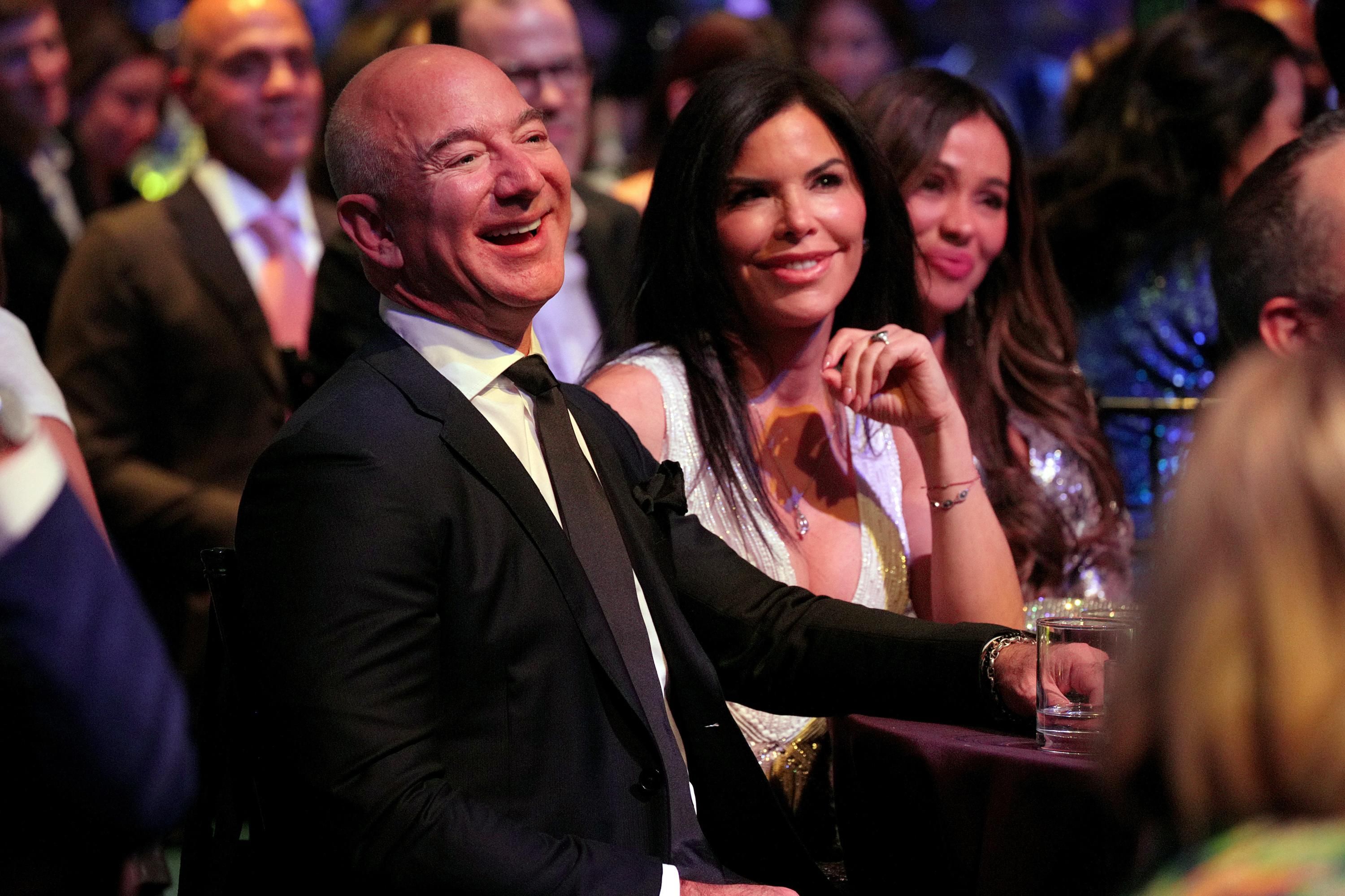 Jeff Bezos appears at a ceremony