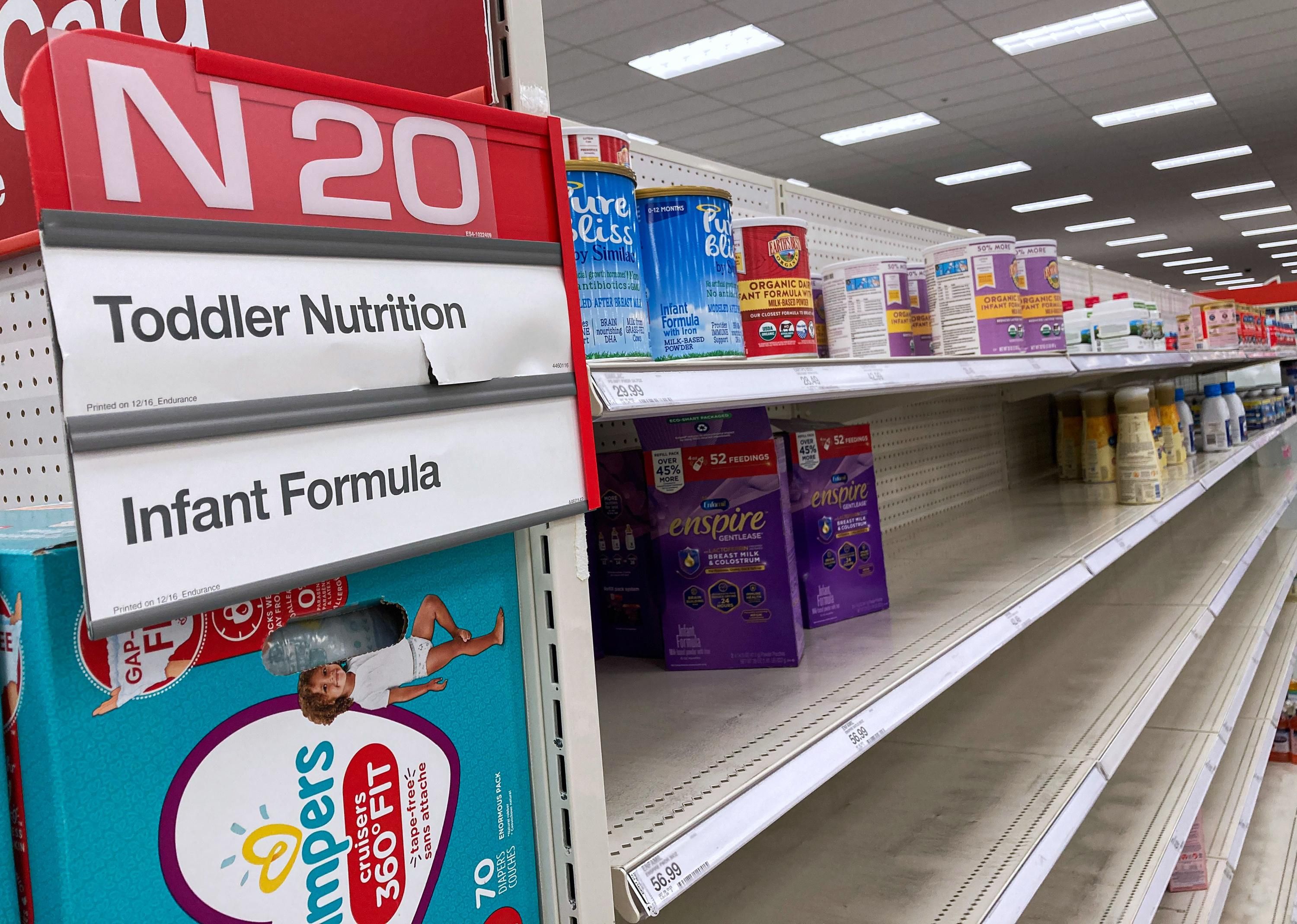 Baby formula shortage seen on empty shelves