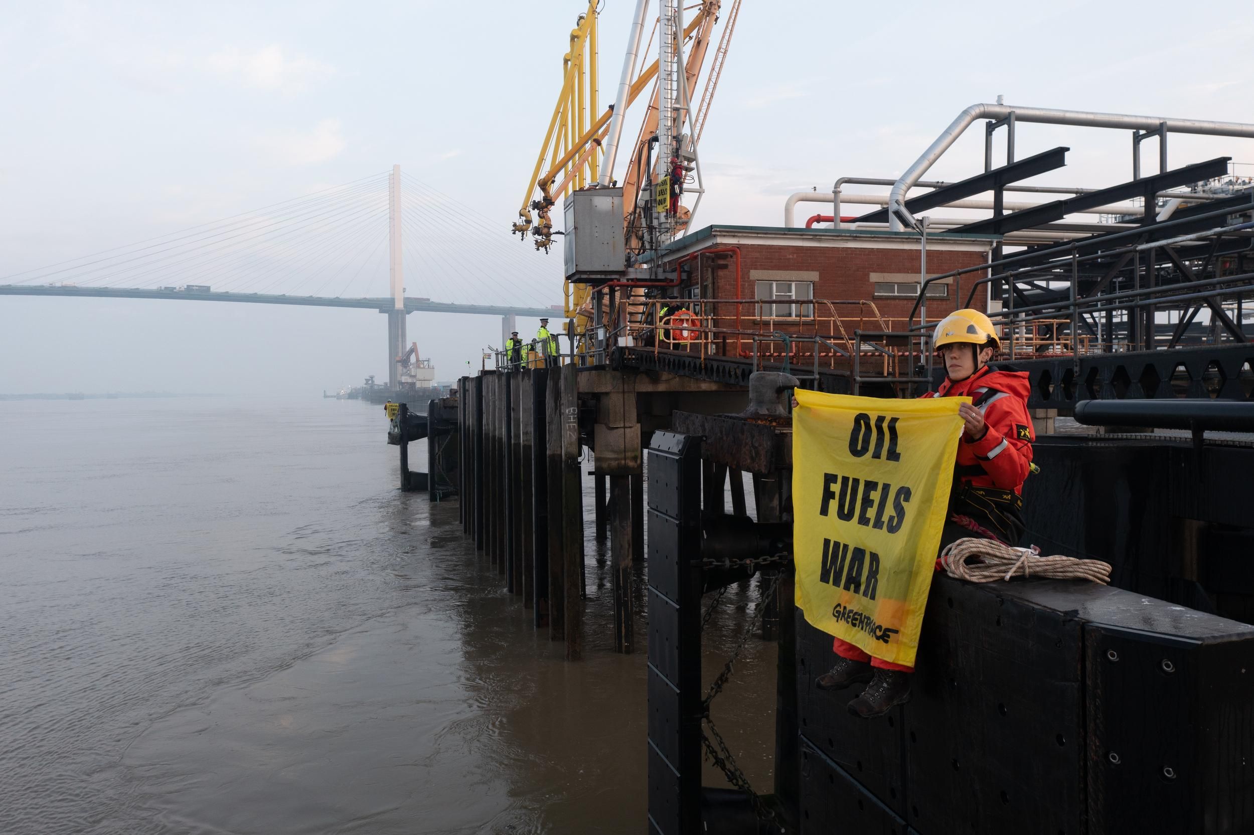 Greenpeace activists on the River Thames near London blocked a tanker carrying 33,000 tonnes of Russian diesel to the United Kingdom on May 16, 2022.
