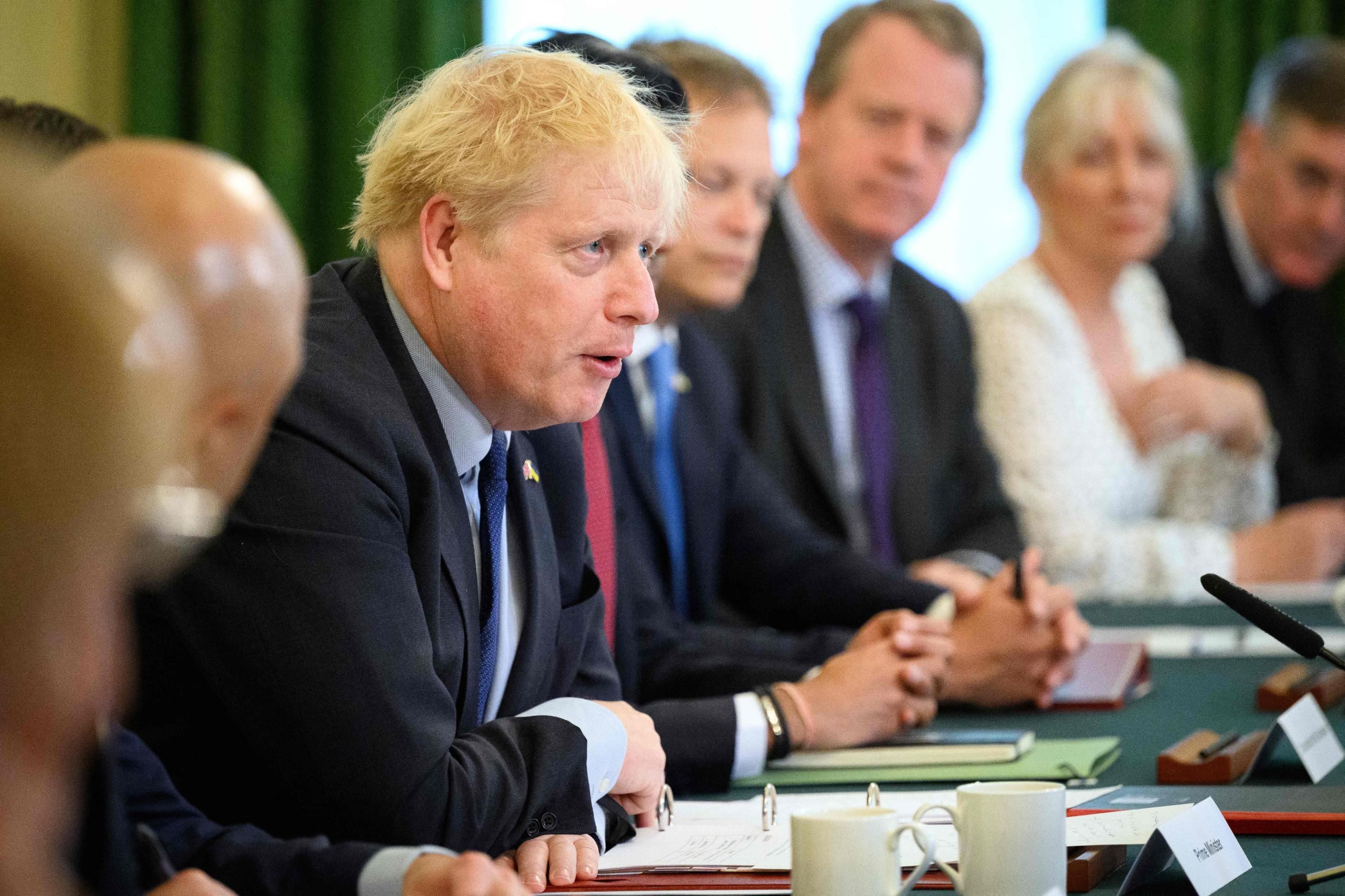 British Prime Minister Boris Johnson speaks at a cabinet meeting