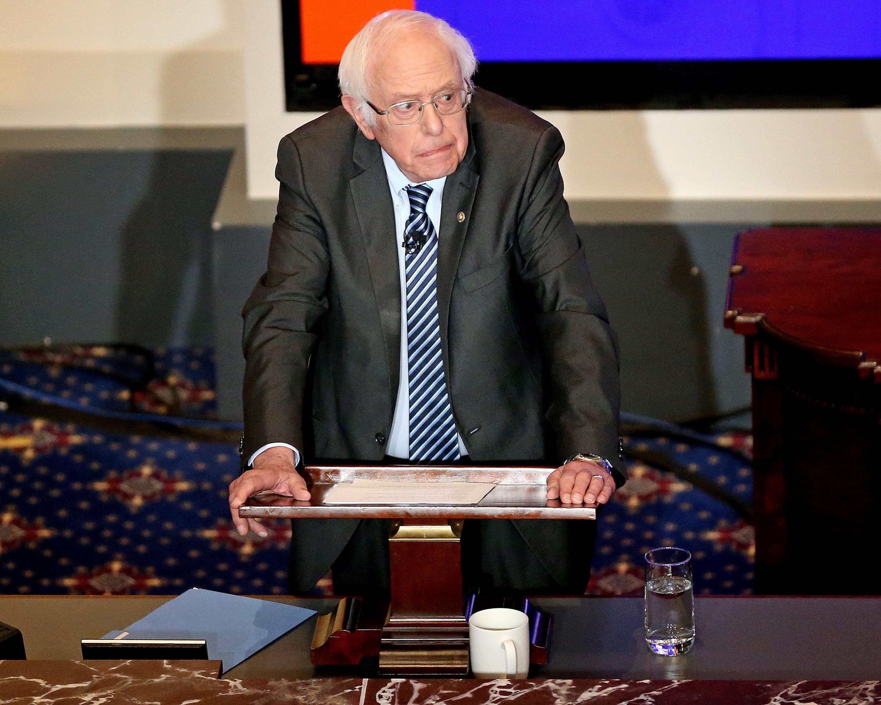 Sen. Bernie Sanders speaks at a debate