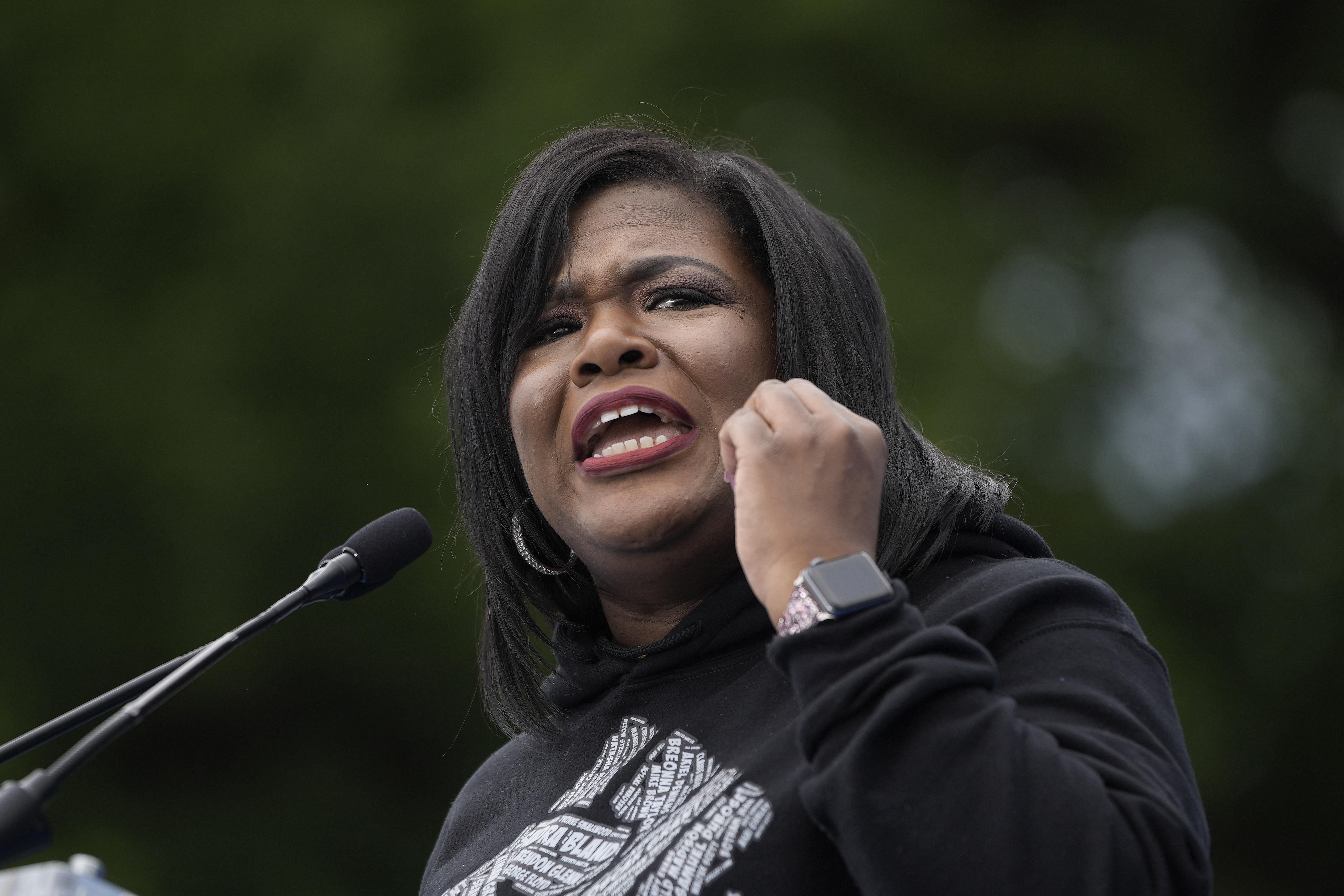 U.S. Rep. Cori Bush (D-Mo.) speaks during a March for Our Lives rally against gun violence on the National Mall on June 11, 2022 in Washington, D.C. 