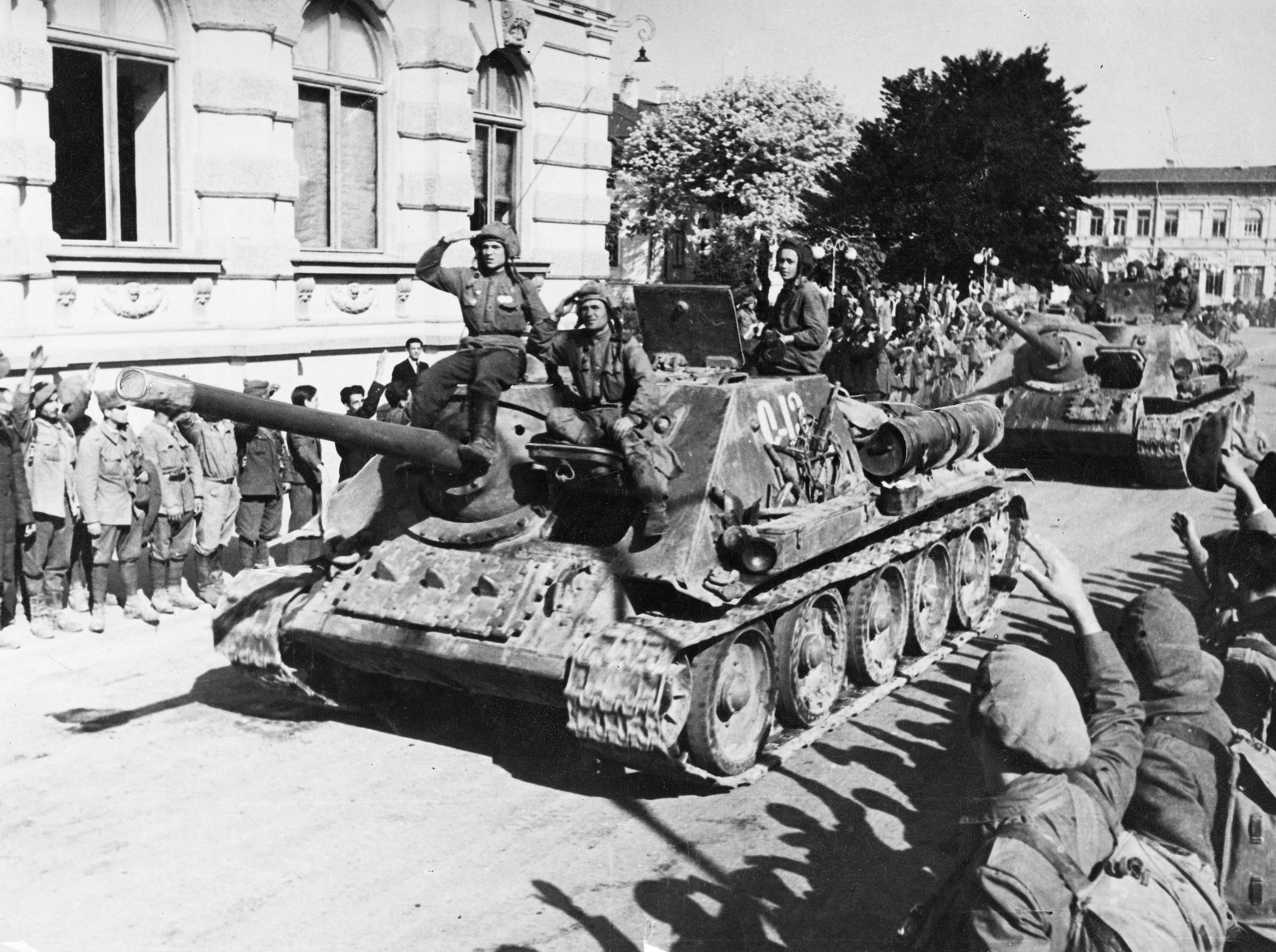 The Red Army enters Bucharest in 1944 during War World II