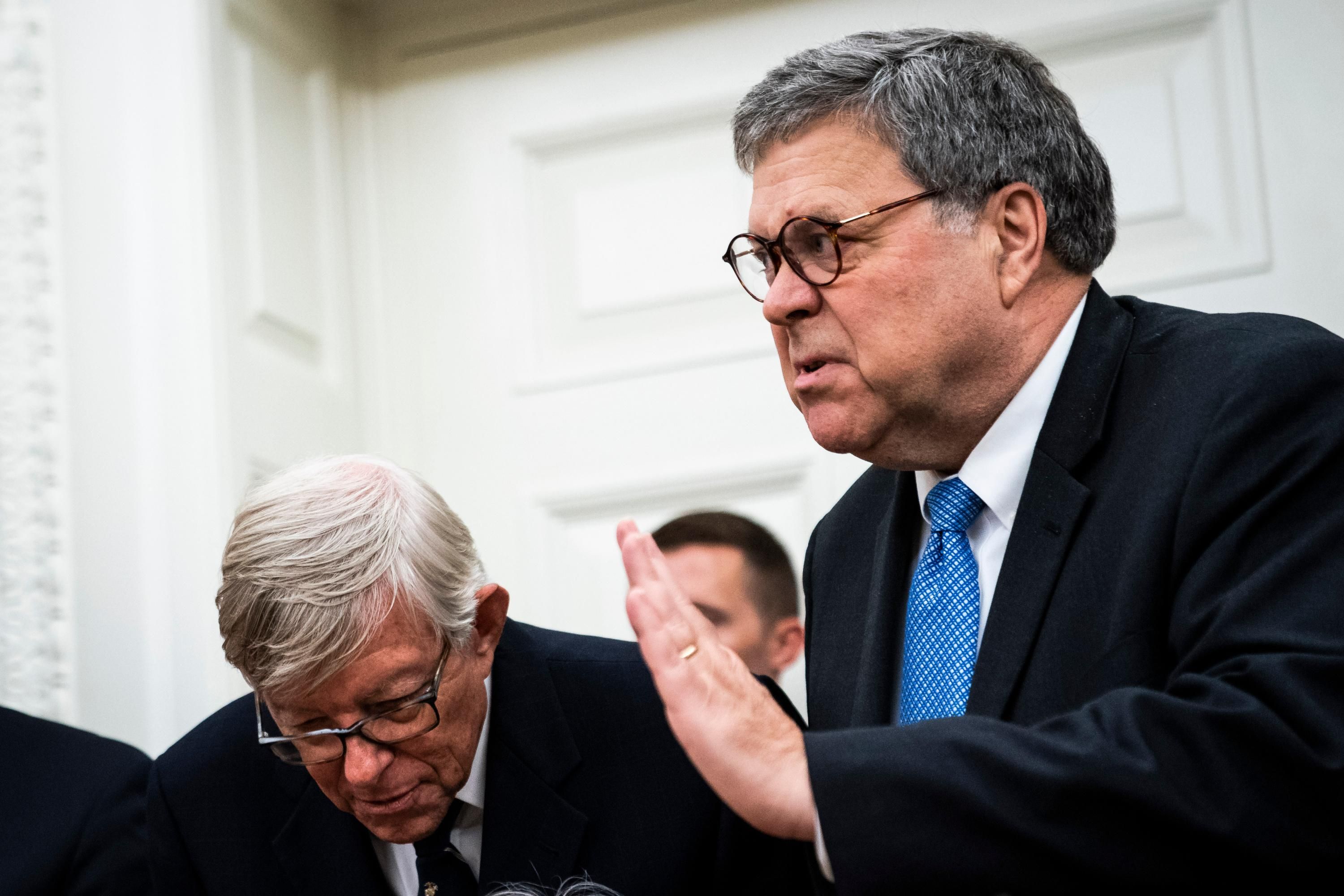 William Barr appears at a ceremony
