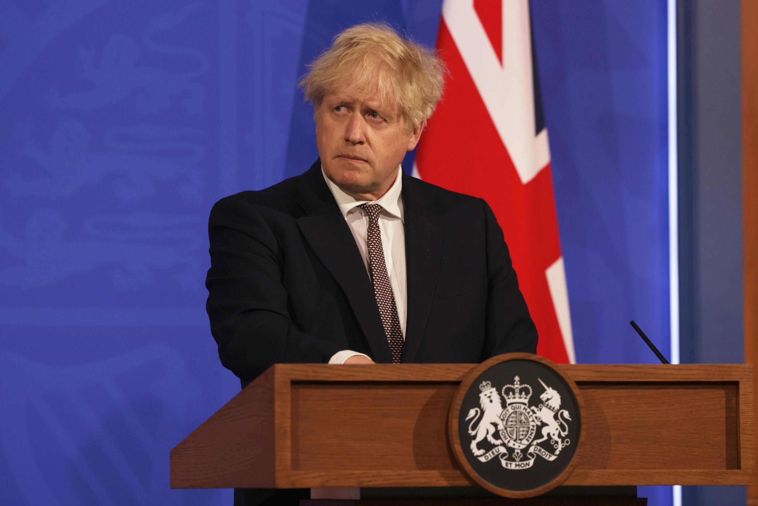 British Prime Minister Boris Johnson speaks at a press conference