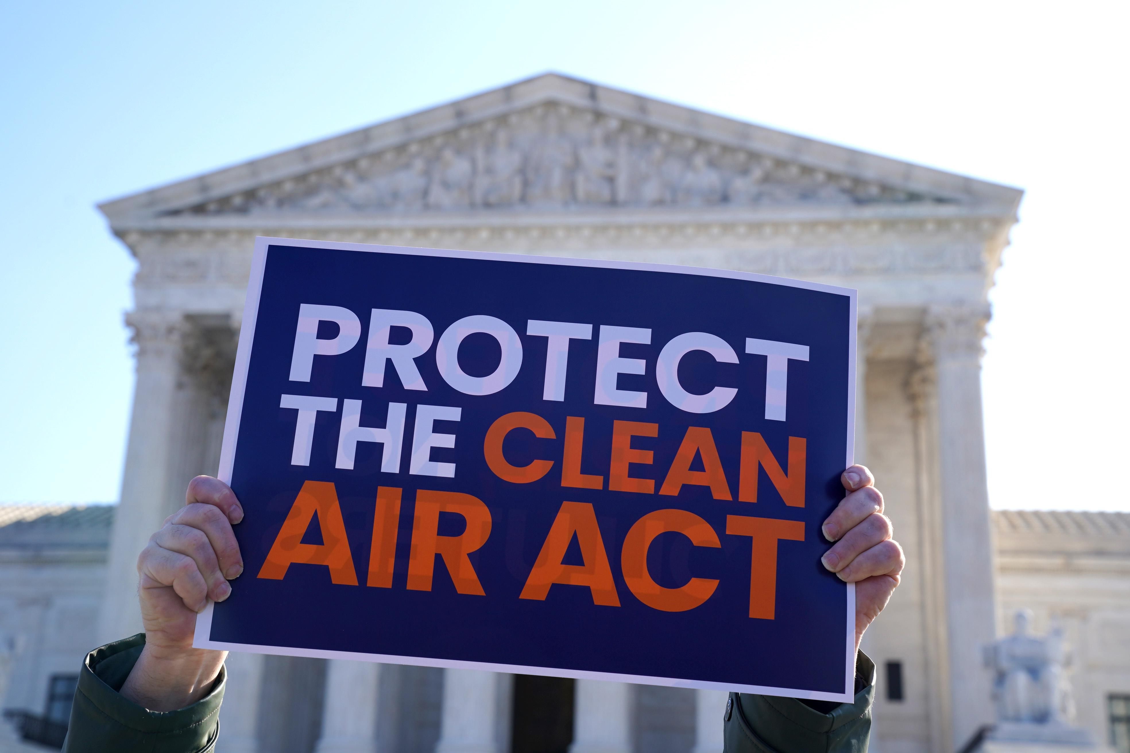 Sign that says "Protect the Clean Air Act"