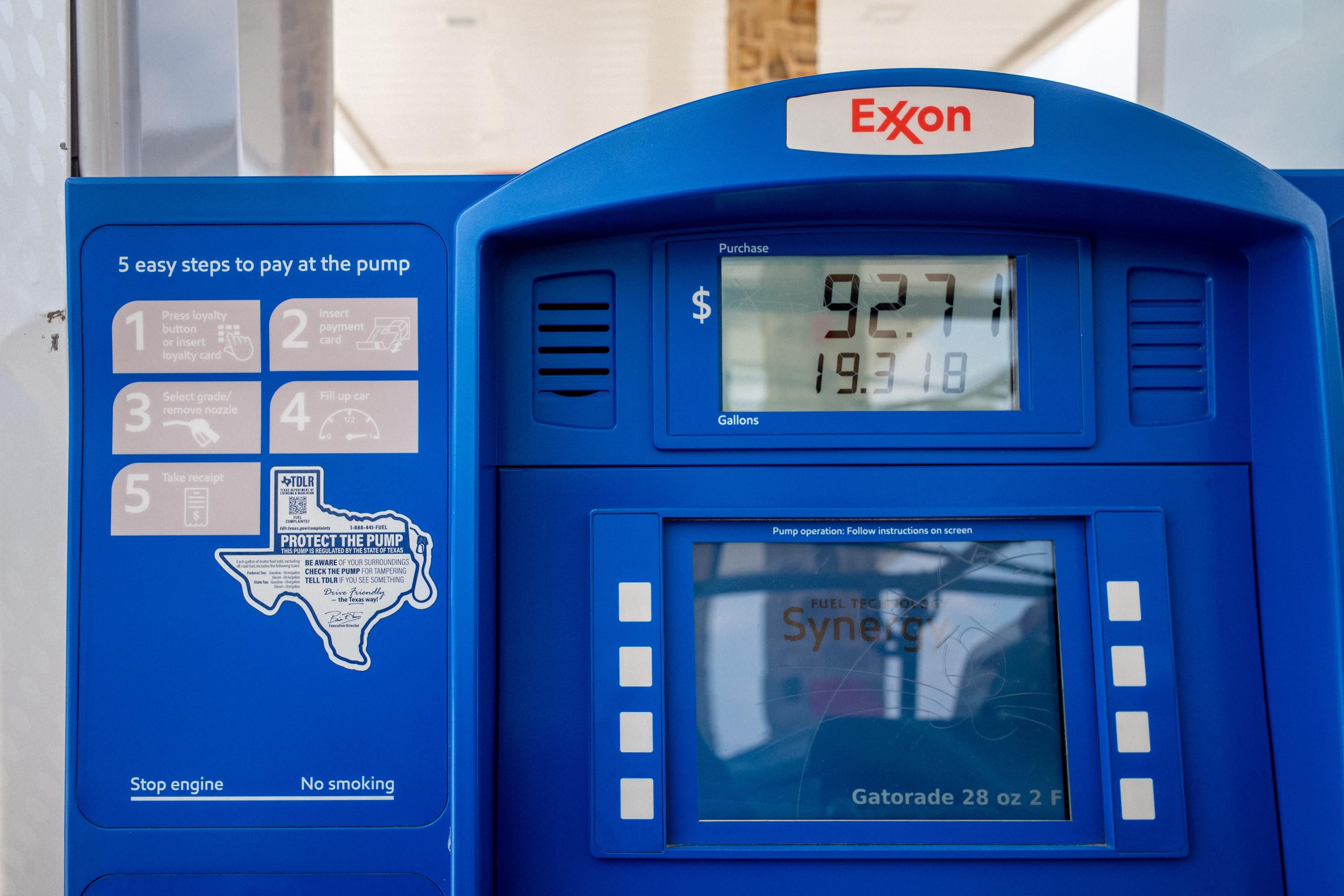 An ExxonMobil pump is seen in Houston