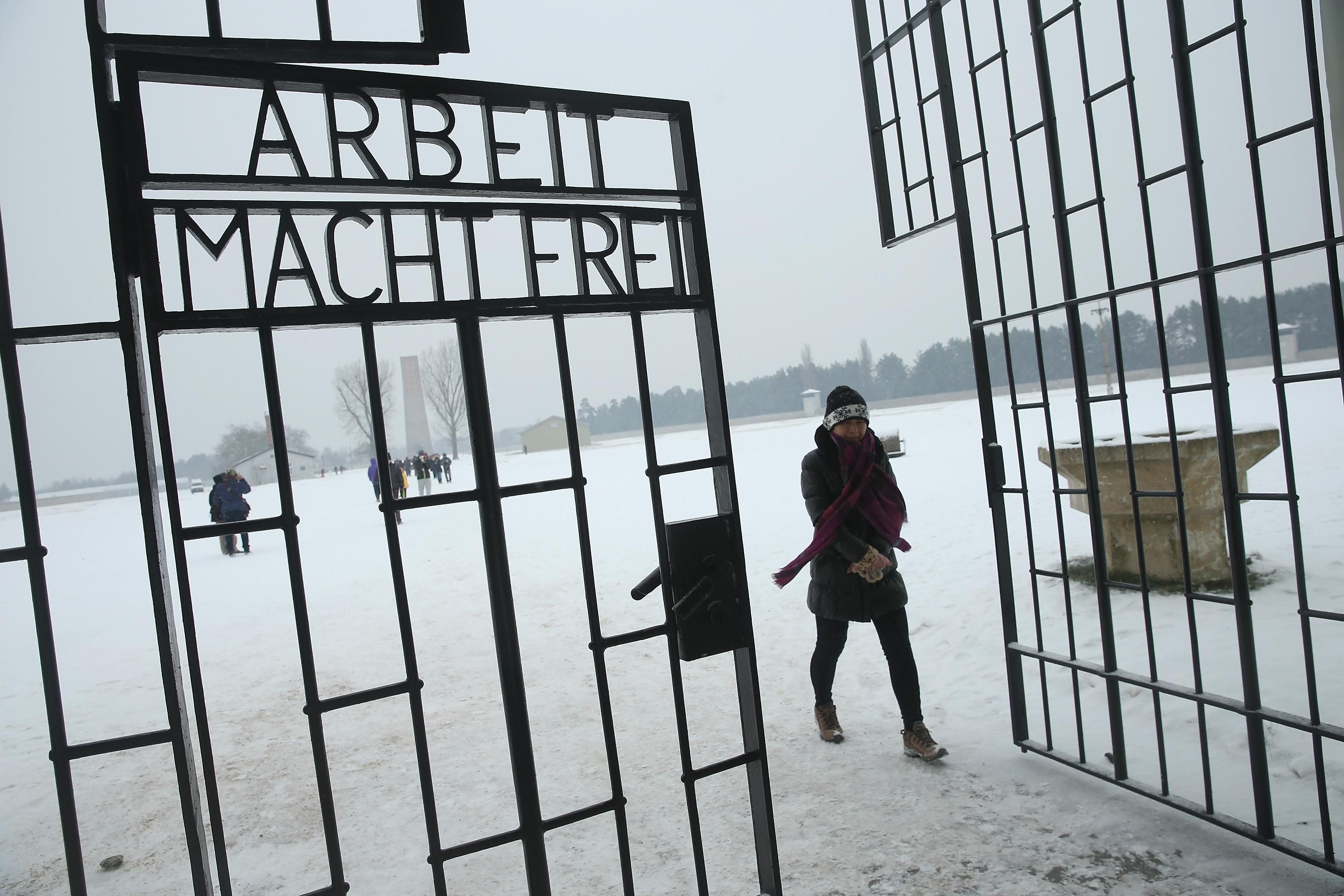 The gates at Sachsenhausen read 
