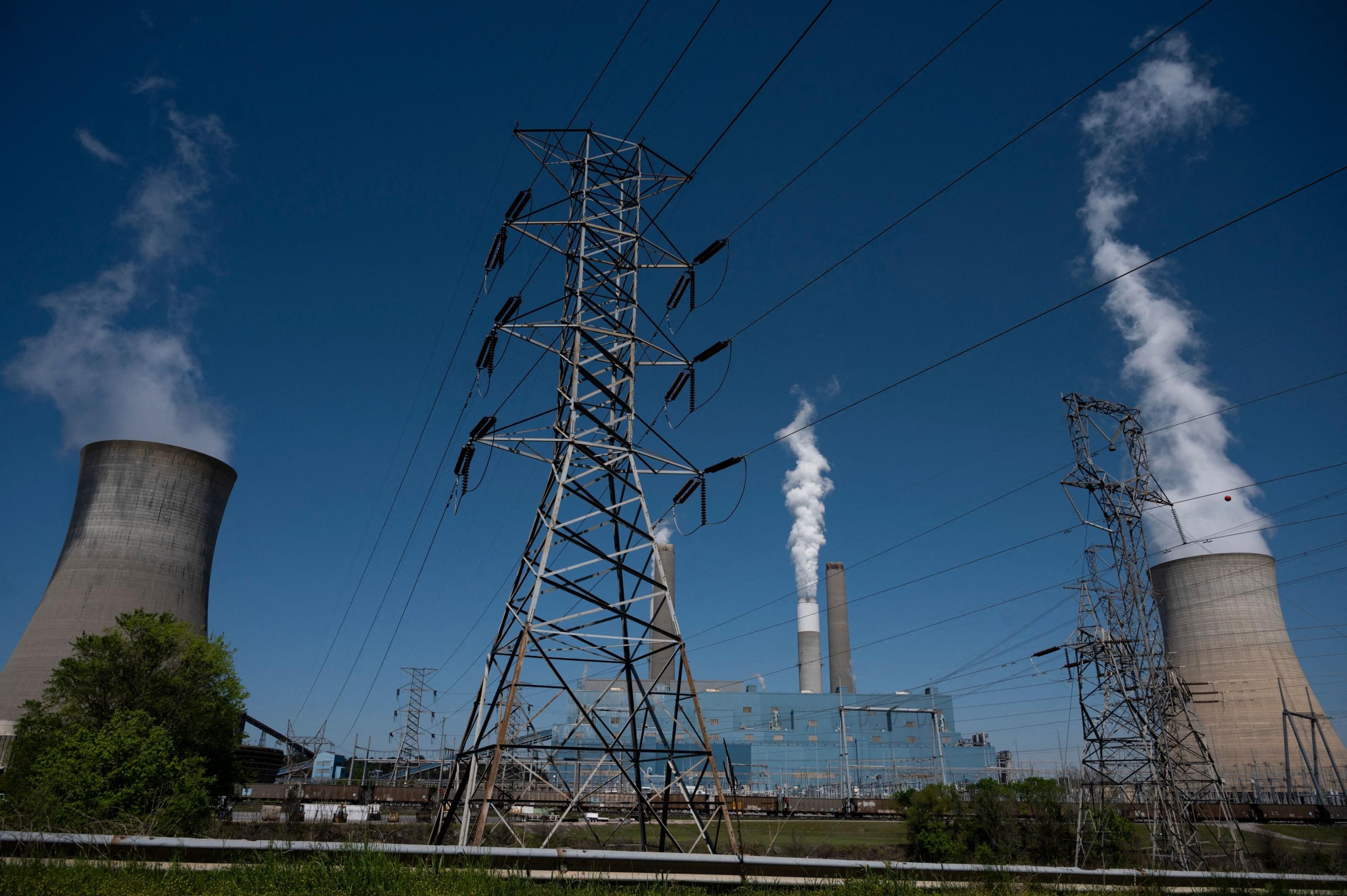 Emissions rise from a coal-fired power plant