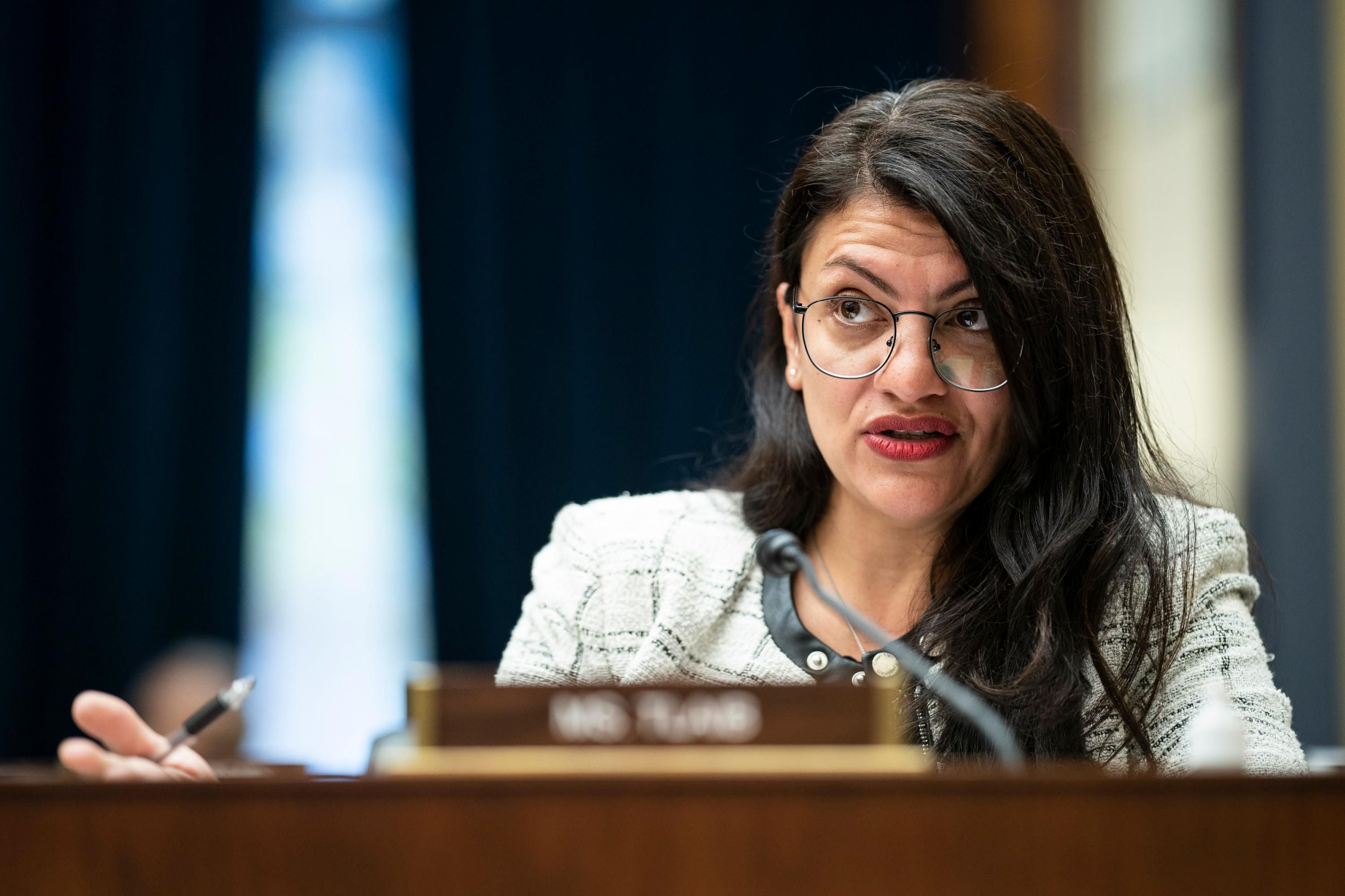 Rep. Rashida Tlaib speaks at a hearing