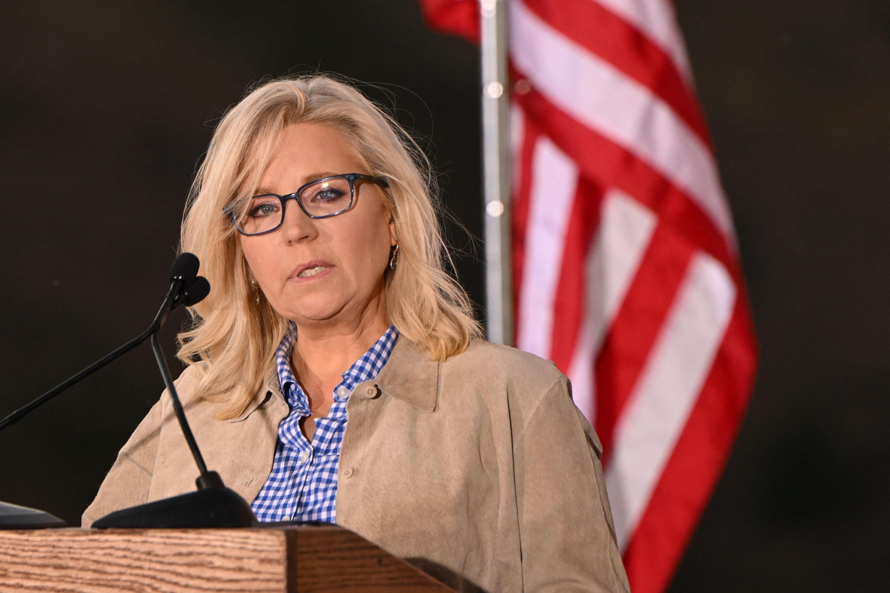 Rep. Liz Cheney speaks to supporters