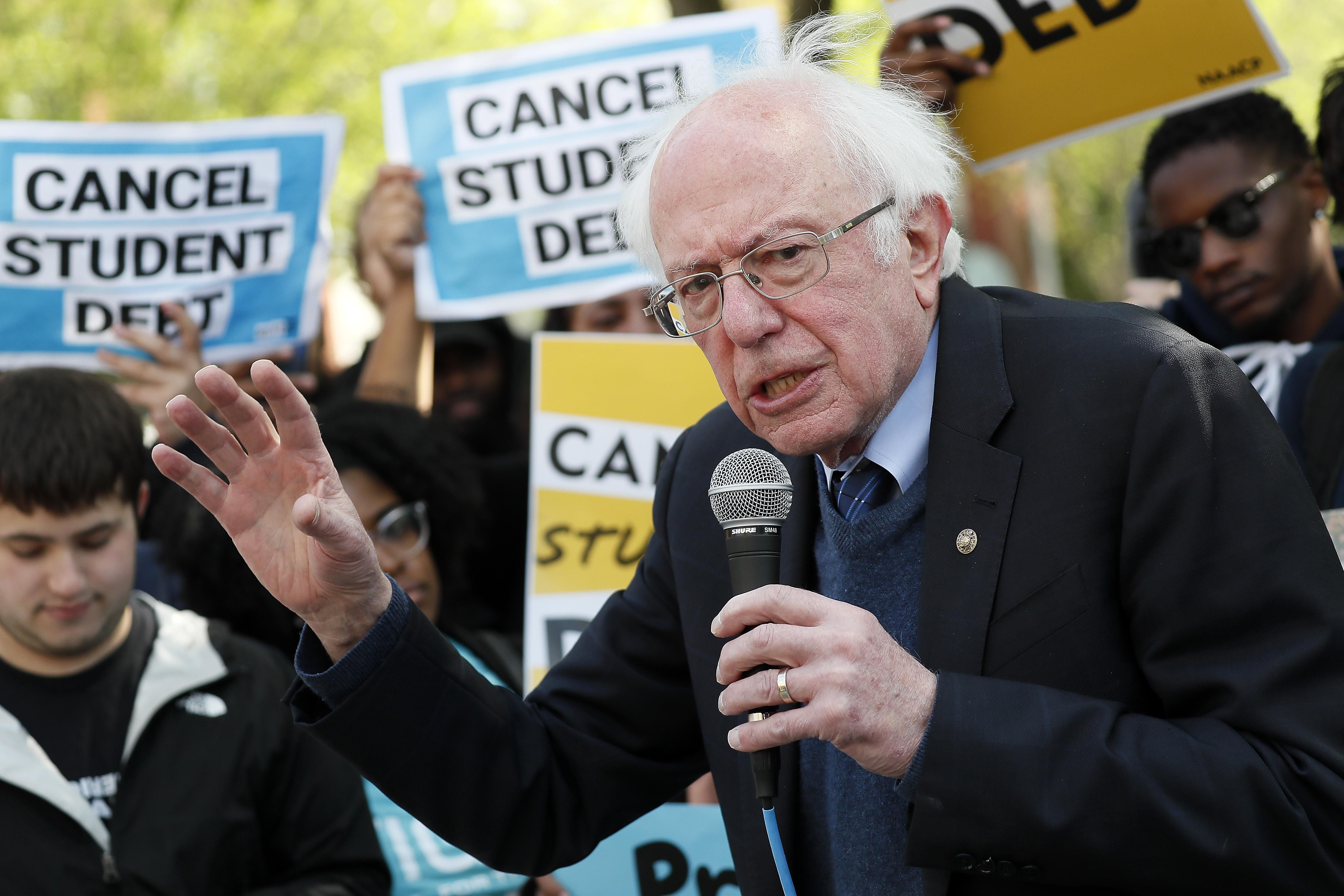 Bernie Sanders at a 'Cancel Student Debt' rally