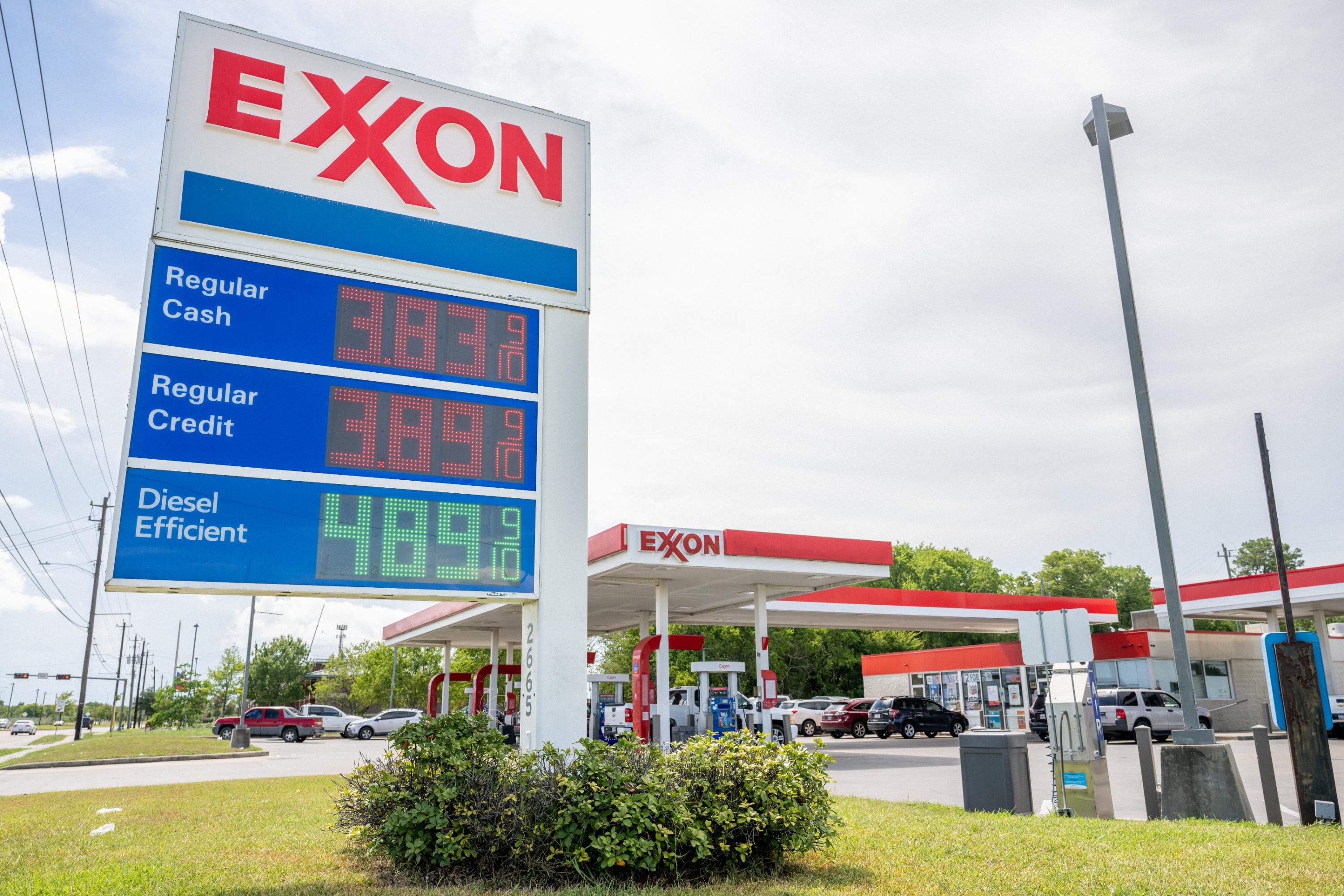 Exxon gas prices are displayed in Texas