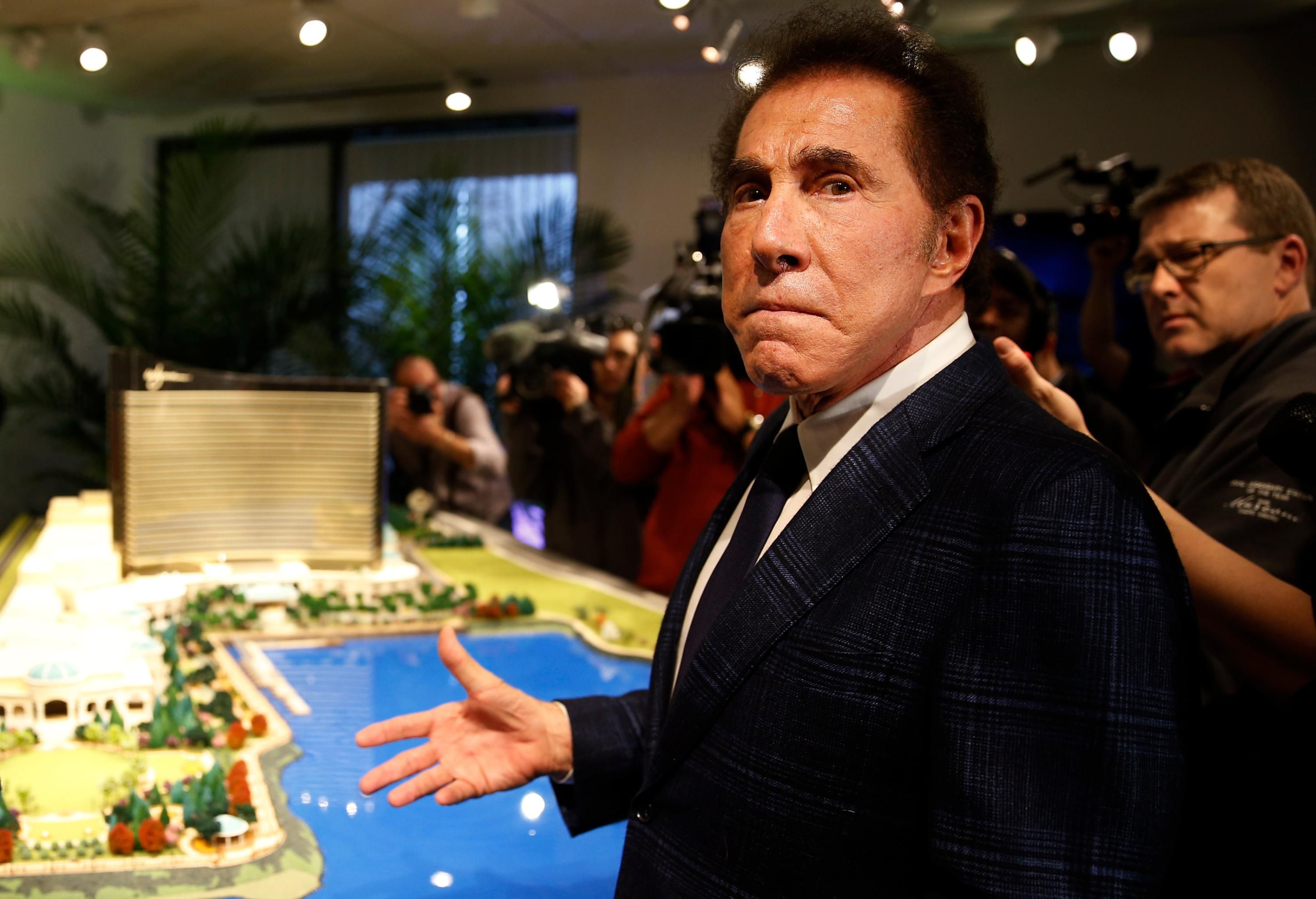 Billionaire casino magnate Steve Wynn shows off a planned casino