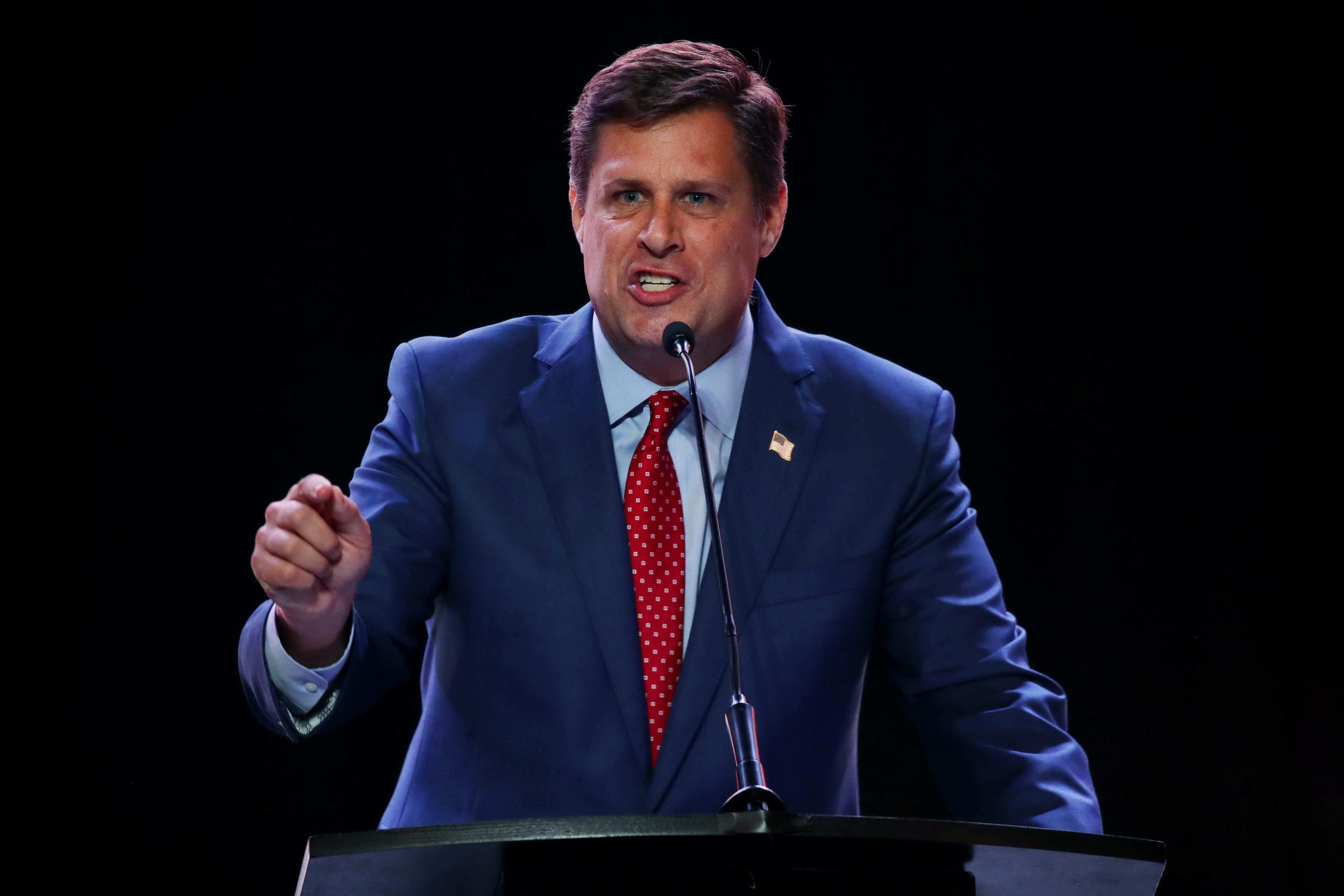 Massachusetts gubernatorial candidate Geoff Diehl speaks during the 2022 Republican State Convention in Springfield, Massachusetts on May 21, 2022.