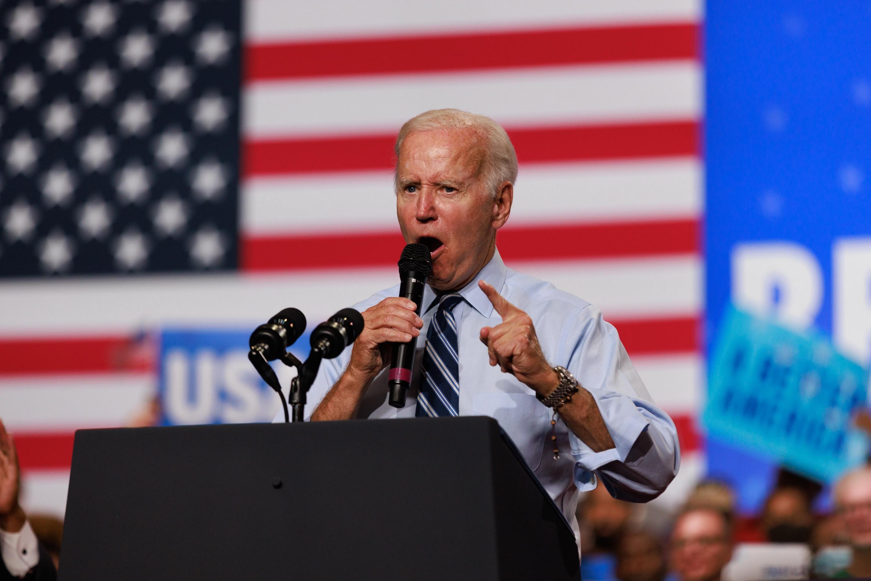 President Joe Biden speaks at a rally in Maryland