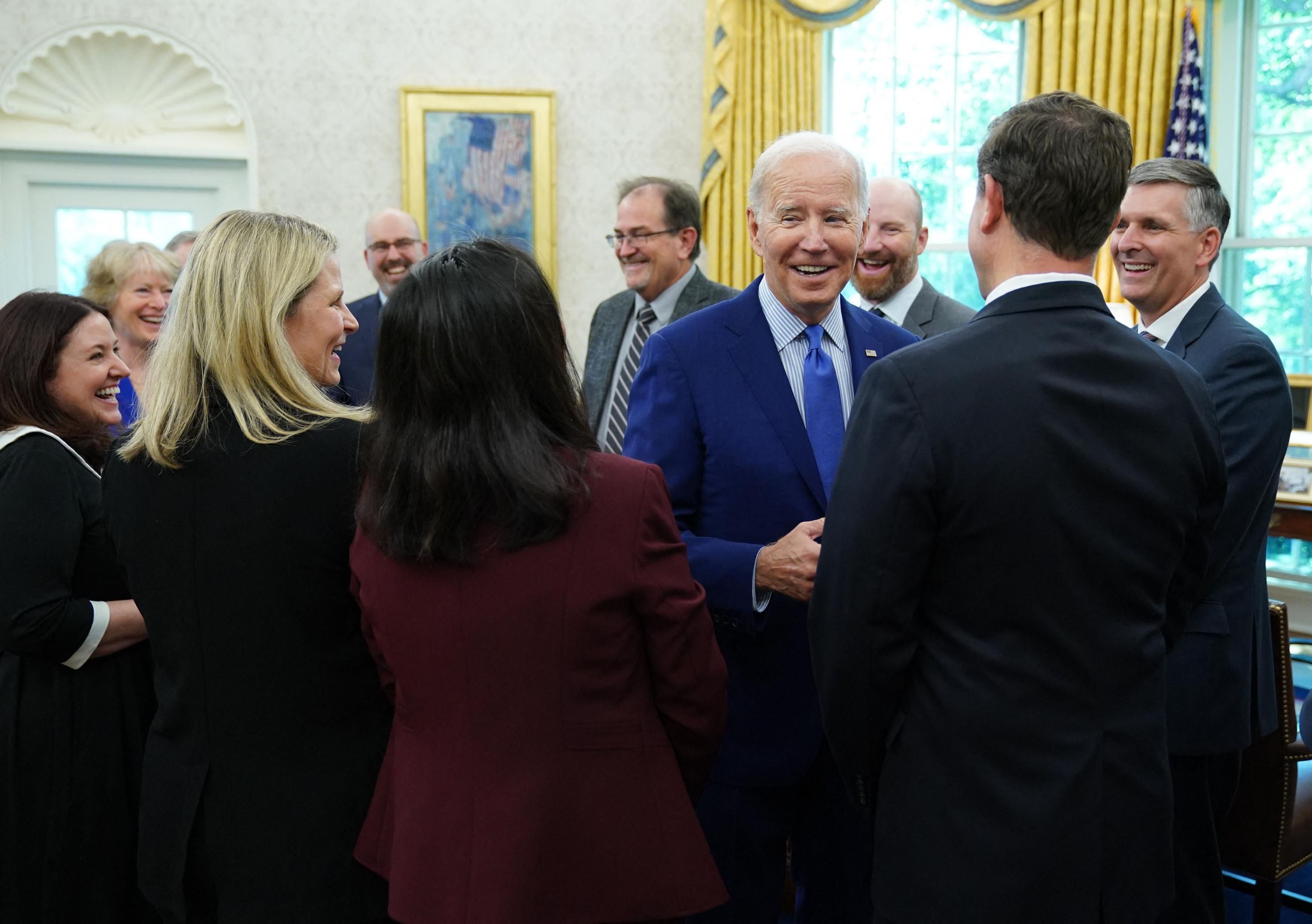 President Joe Biden meets with rail union and company negotiators