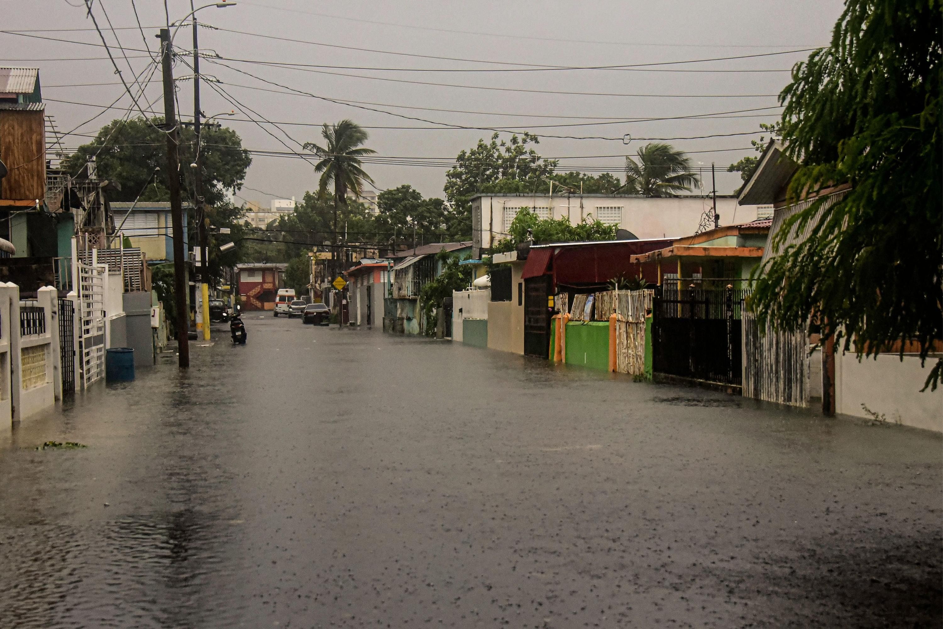 A flooded street is seen in Puerto Rico during the passage of Hurricane Fiona