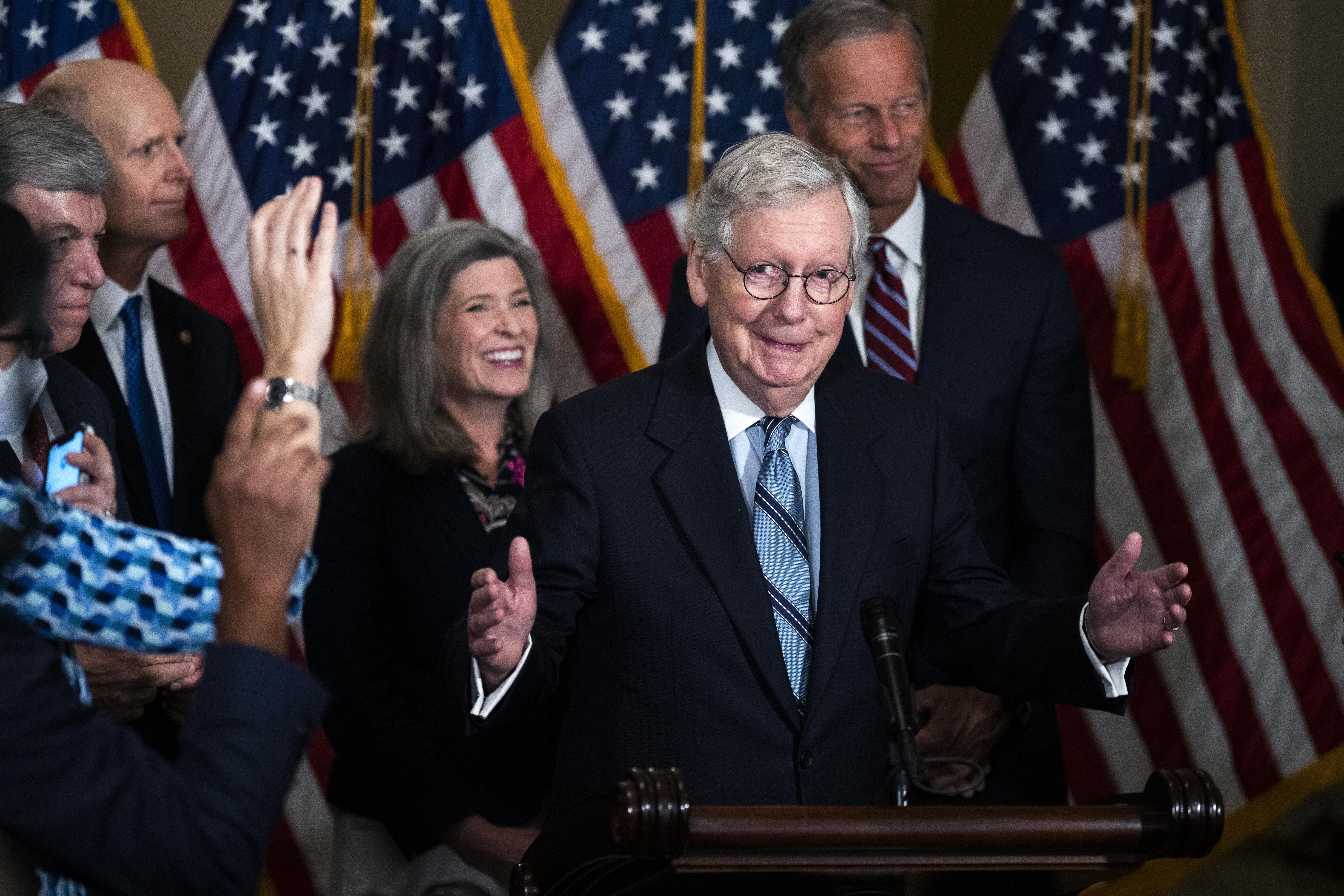 Senate Minority Leader Mitch McConnell (R-Ky.) conducts a news conference in the U.S. Capitol on Tuesday, September 20, 2022.