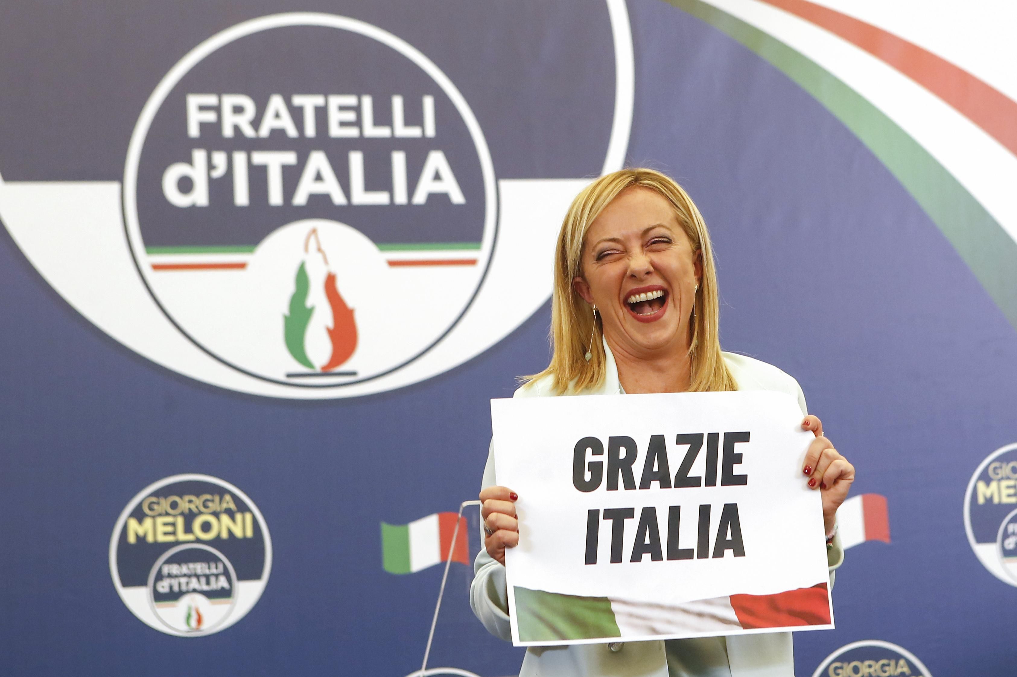 Giorgia Meloni celebrates election victory