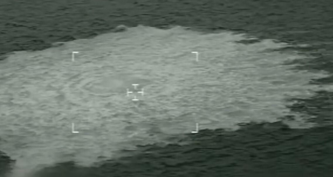 An image from the Danish defense command shows the Nord Stream 2 pipeline leak