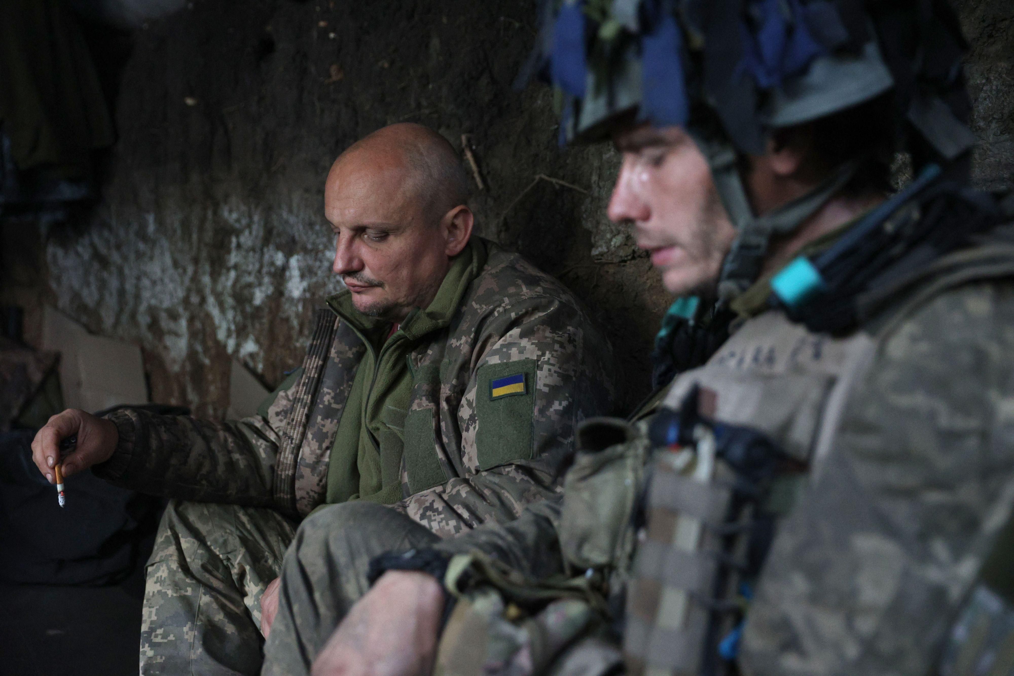 Ukraine soldiers on frontlines in Donetsk