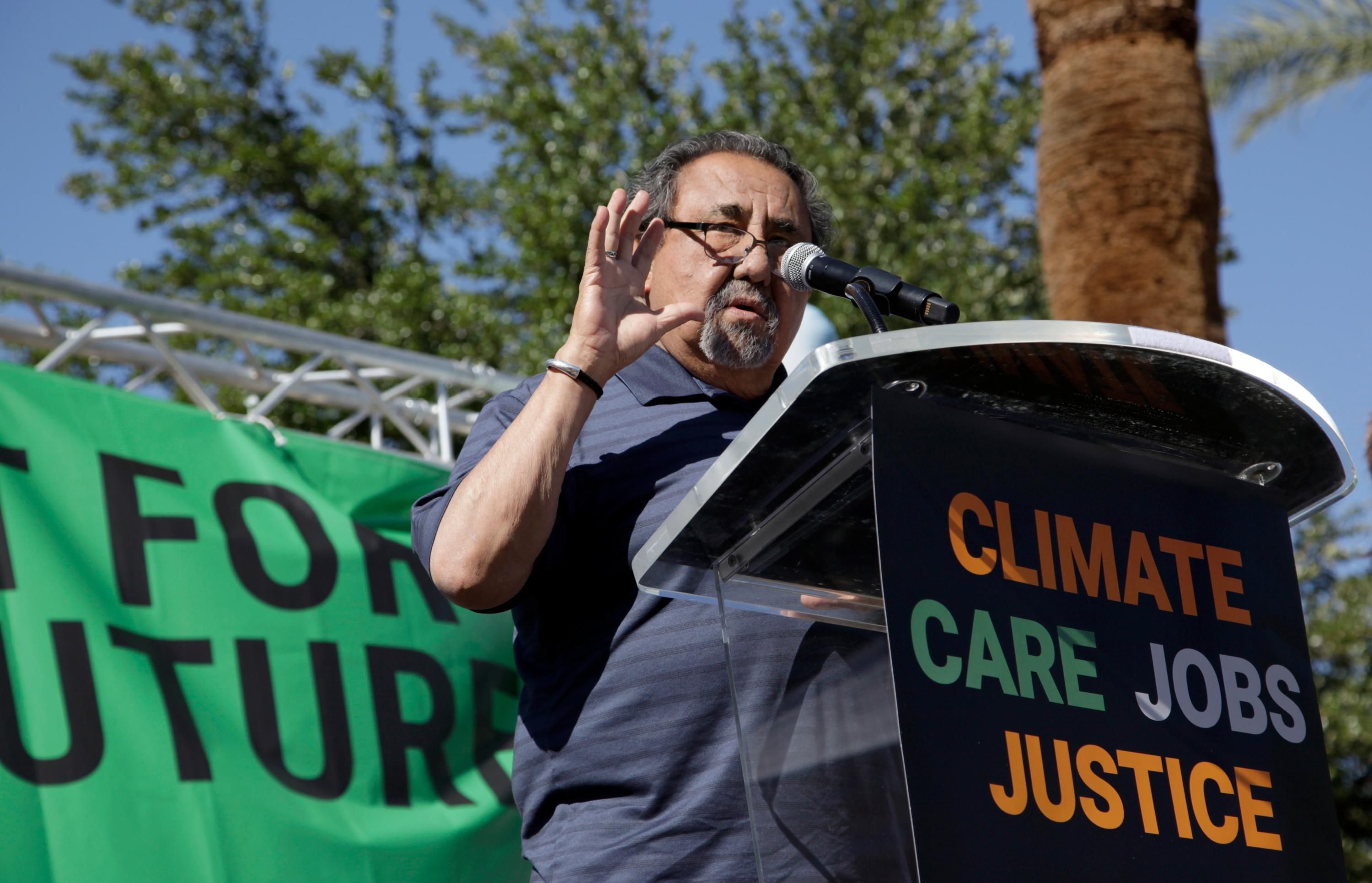 Rep. Raul Grijalva speaks at a rally
