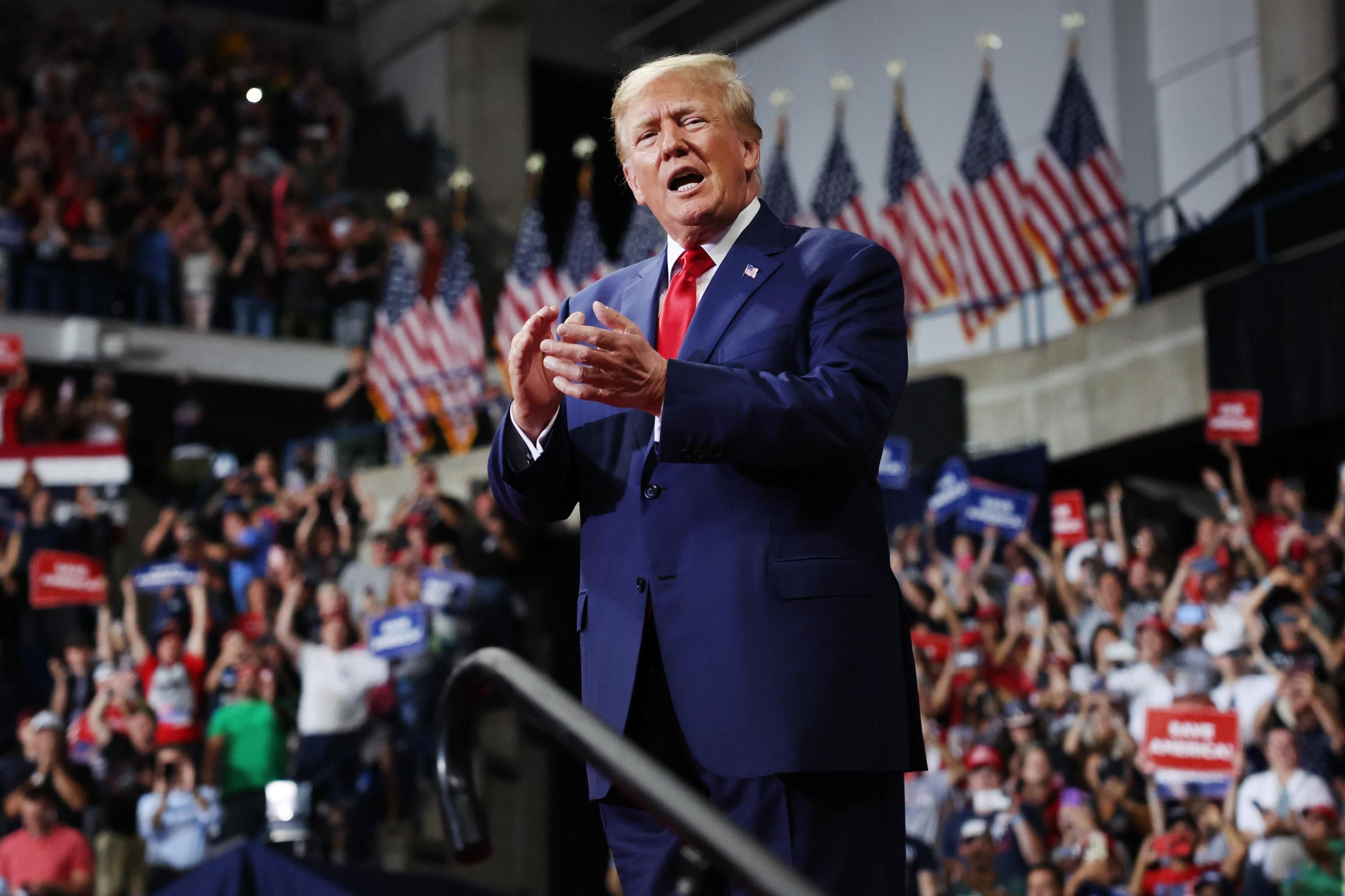 Donald Trump appears at a rally