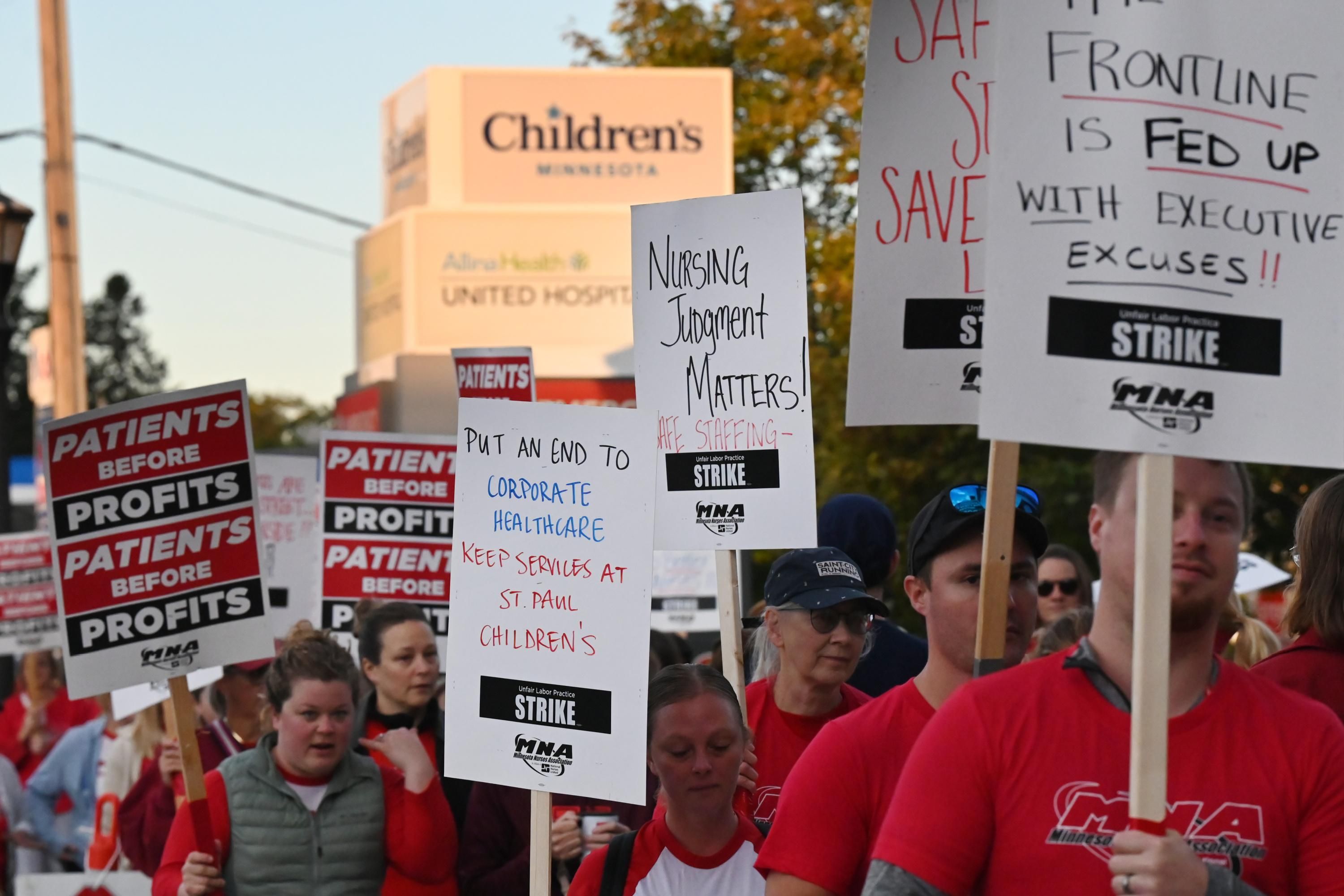 Nurses take part in a strike in Minnesota