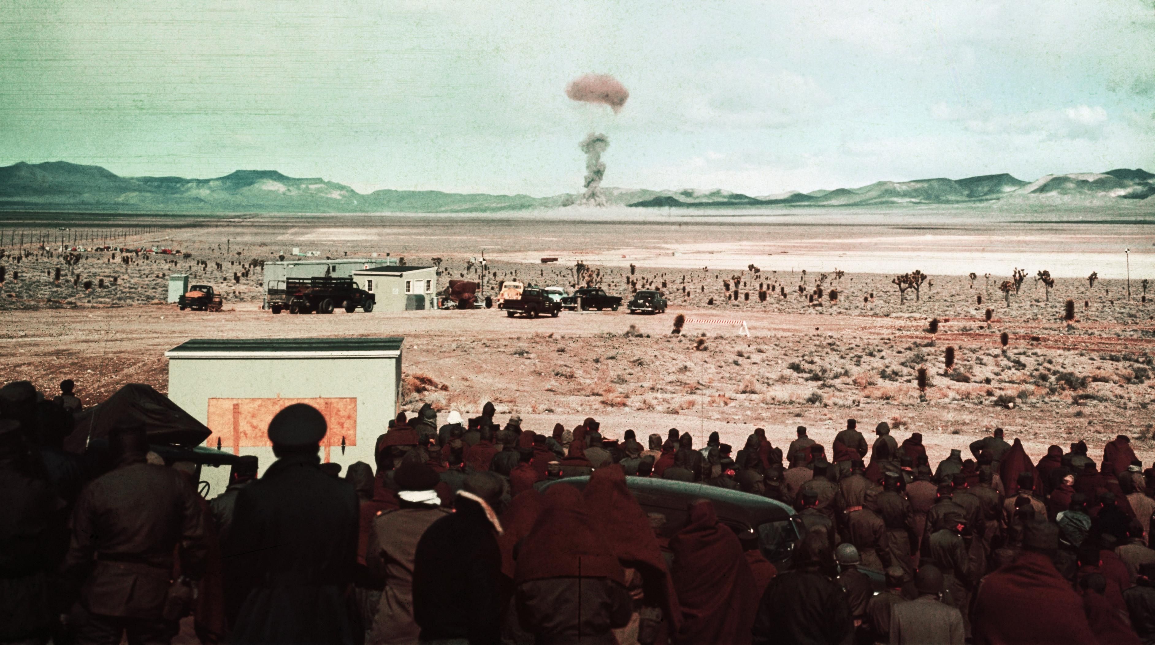Nuclear testing site at Yucca Flat on February 18, 1955