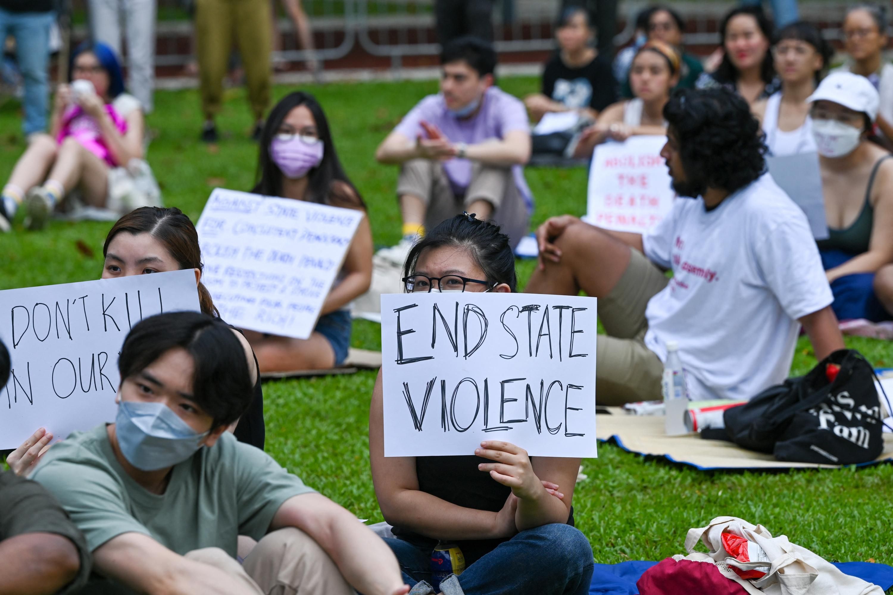 protest against death penalty in Singapore